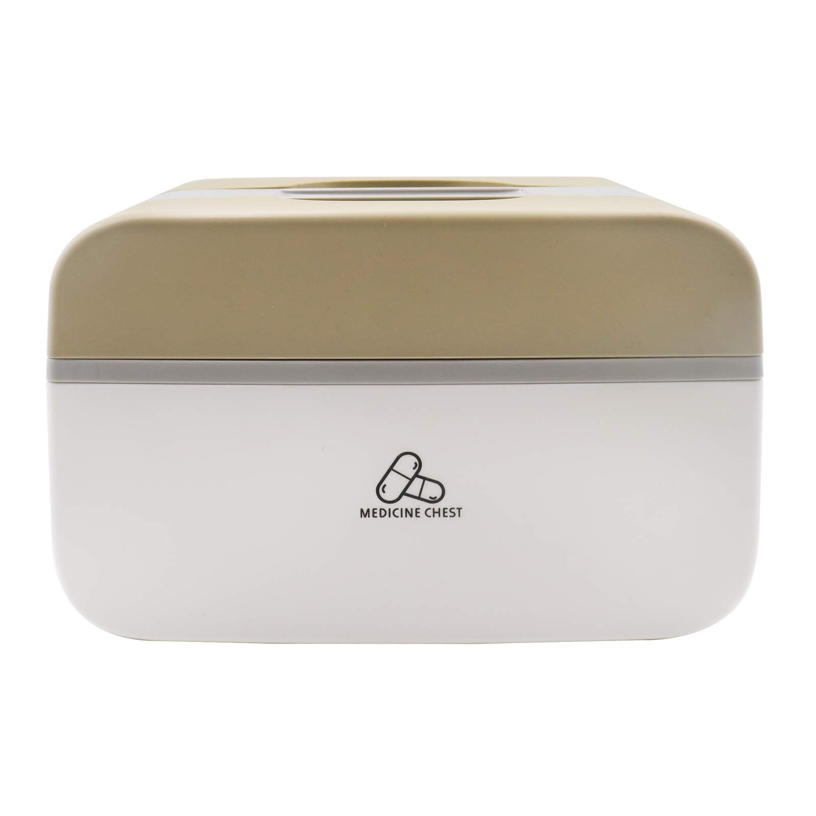 BJ QIJIA Plastic Storage Box with Locking Lid & Handle - Portable Medicine Organizer, First Aid Kit Container, Travel & Home Storage Solution (Gold)