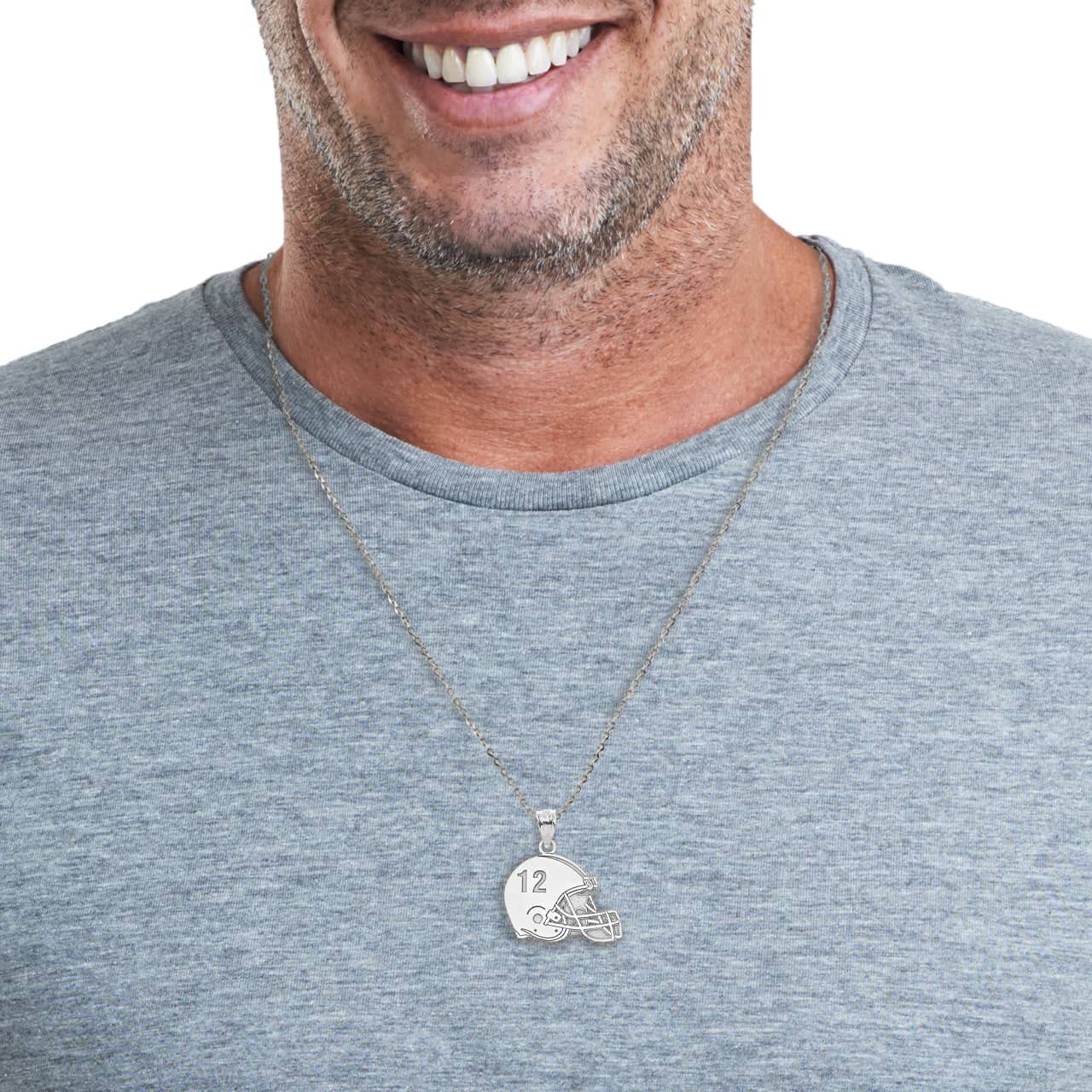Custom 10k Yellow Gold Football Helmet Charm Necklace - Personalized with Name & Number - Perfect Gift for Athletes, Sports Fans & Coaches - Game Day Jewelry & Team Spirit Accessory