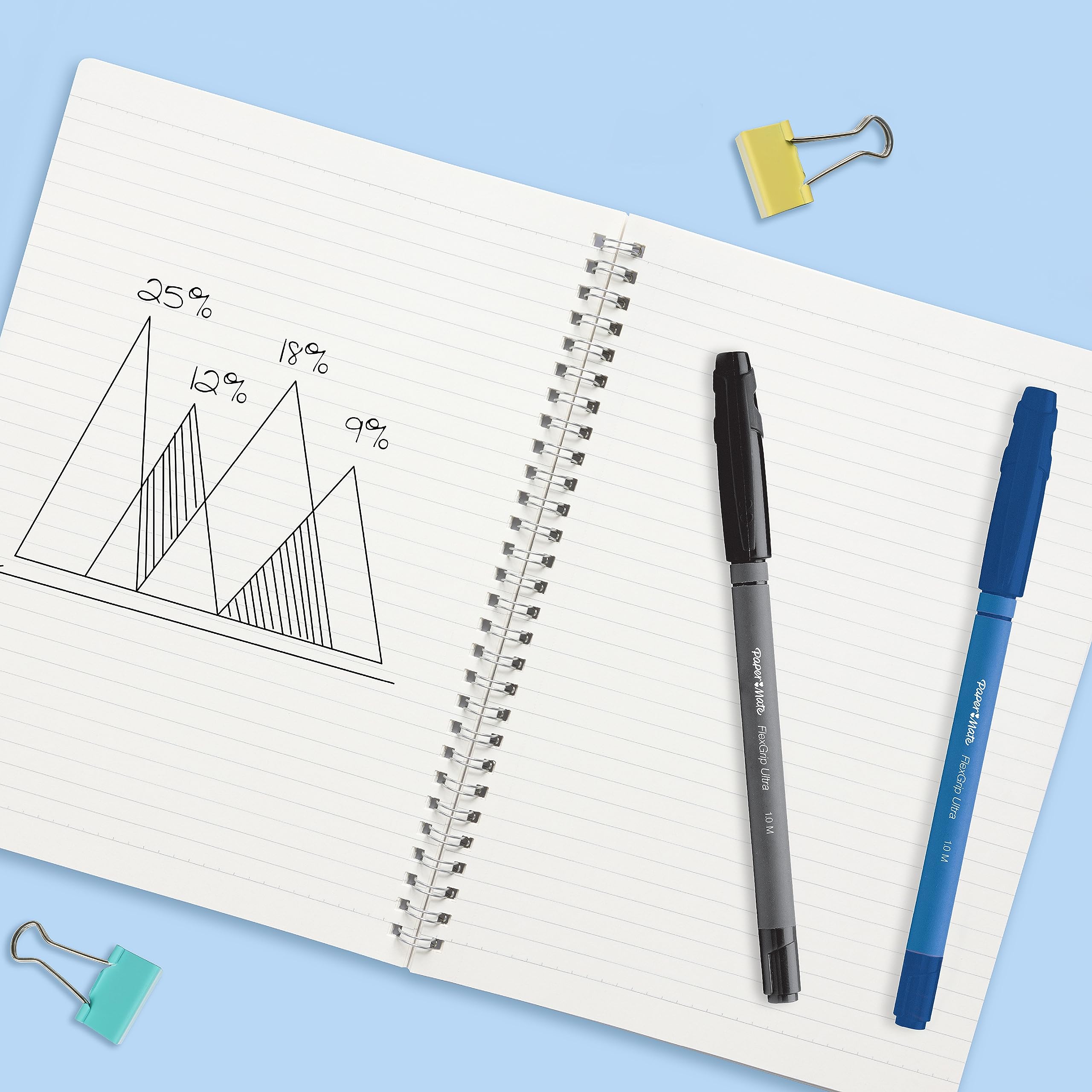 Paper Mate Flexgrip Ultra Ballpoint Pens - Medium Point 1.0mm - Blue Ink Pens for Smooth Writing - 12 Pack Office & School Supplies - Perfect for Note Taking, Journaling & Everyday Use