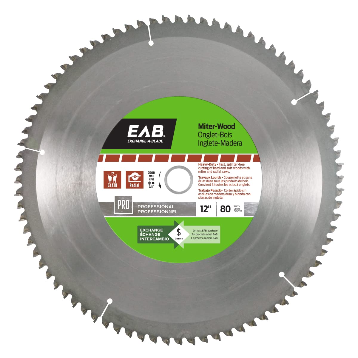 12-Inch 80-Teeth Finishing Miter Saw Blade - Professional Grade, Recyclable & Replaceable - Perfect for Woodworking, Crown Molding & Fine Finish Cuts