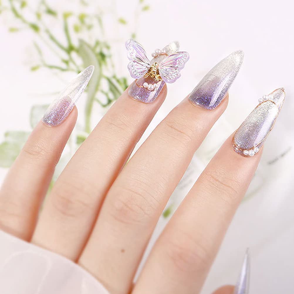Minkissy 4pcs Butterfly Nail Art Charms - DIY Manicure Supplies, Nail Glitter Decorations, Resin Fairy Girl Stickers for Nail Art Design - Perfect for Parties, Weddings, and Special Occasions