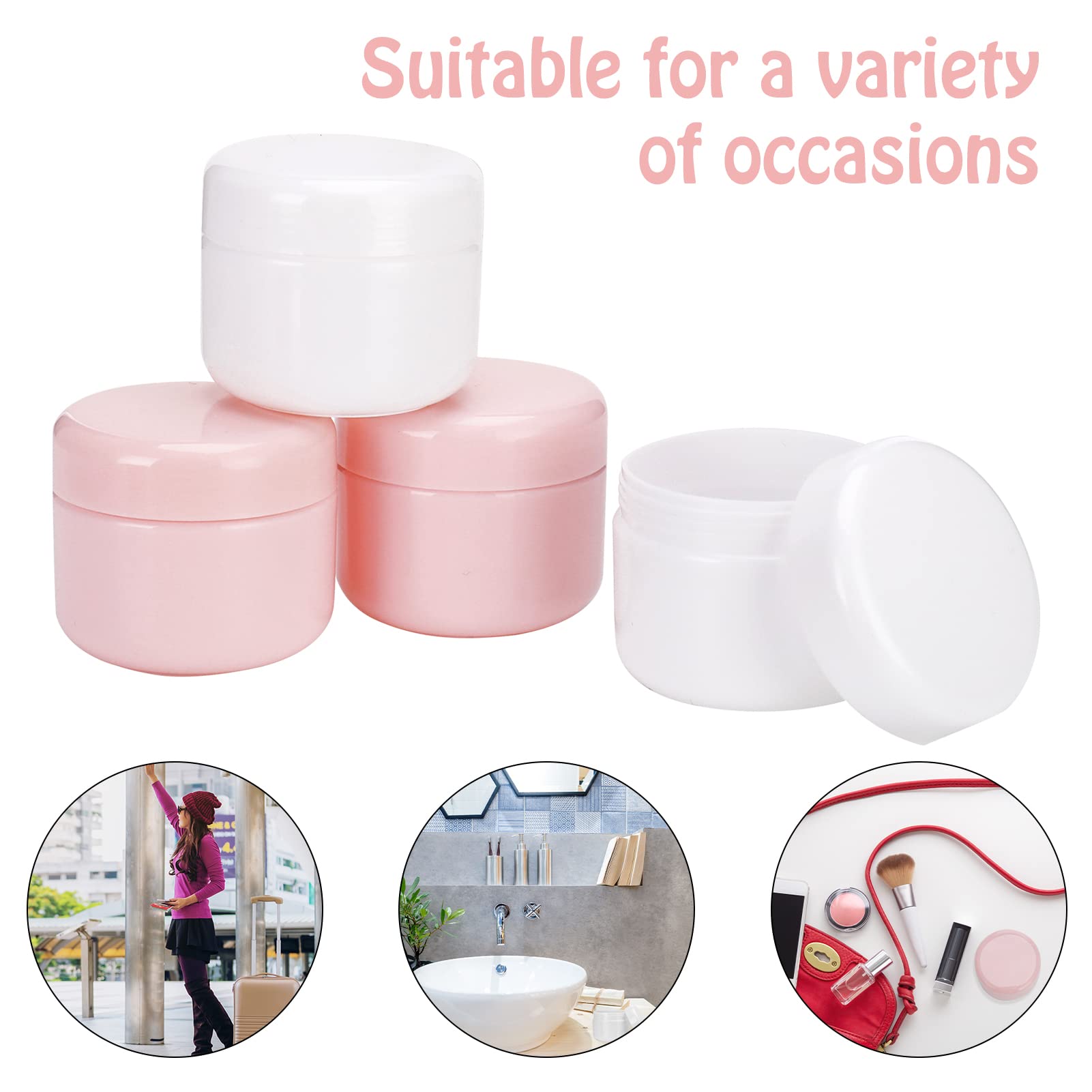 Heyu-Lotus 10-Piece Travel Toiletry Pots Set - 20ml/50ml/100ml Cosmetic Sample Jars with Spatulas for Creams, Makeup & Nail Art Storage - Perfect for Travel, Salon & DIY Beauty Organization