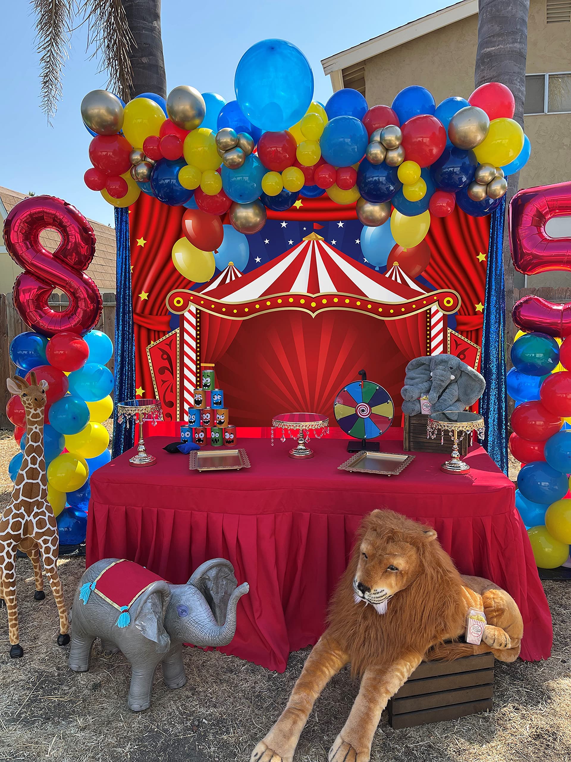 Red Circus Carnival Backdrop - Stars Photography Background for Birthday Parties & Baby Showers