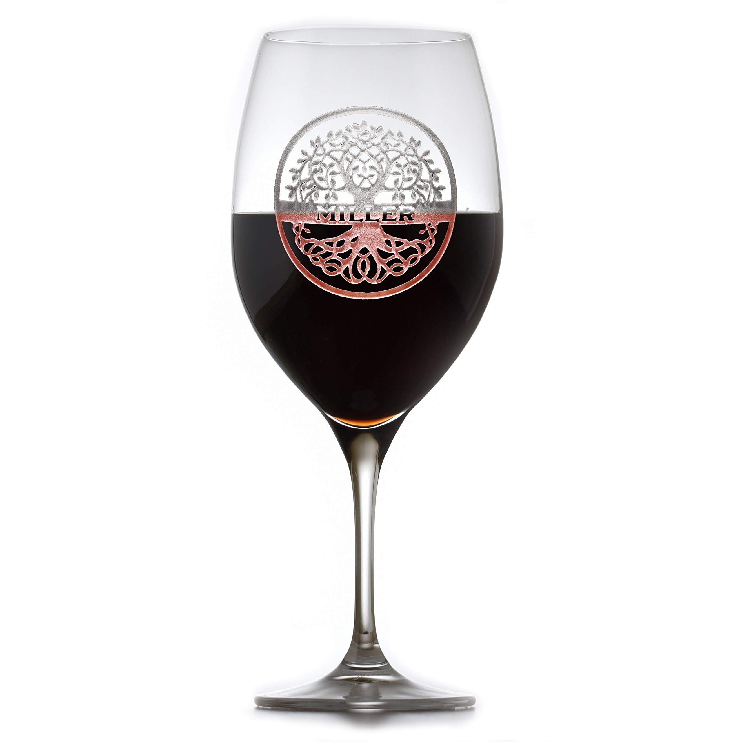Personalized Family Tree Engraved Crystal Red Wine Glasses Set of 4 - Elegant Wedding, Anniversary & Housewarming Gifts for Couples & Parents - Perfect for Romantic Dinners & Special Celebrations