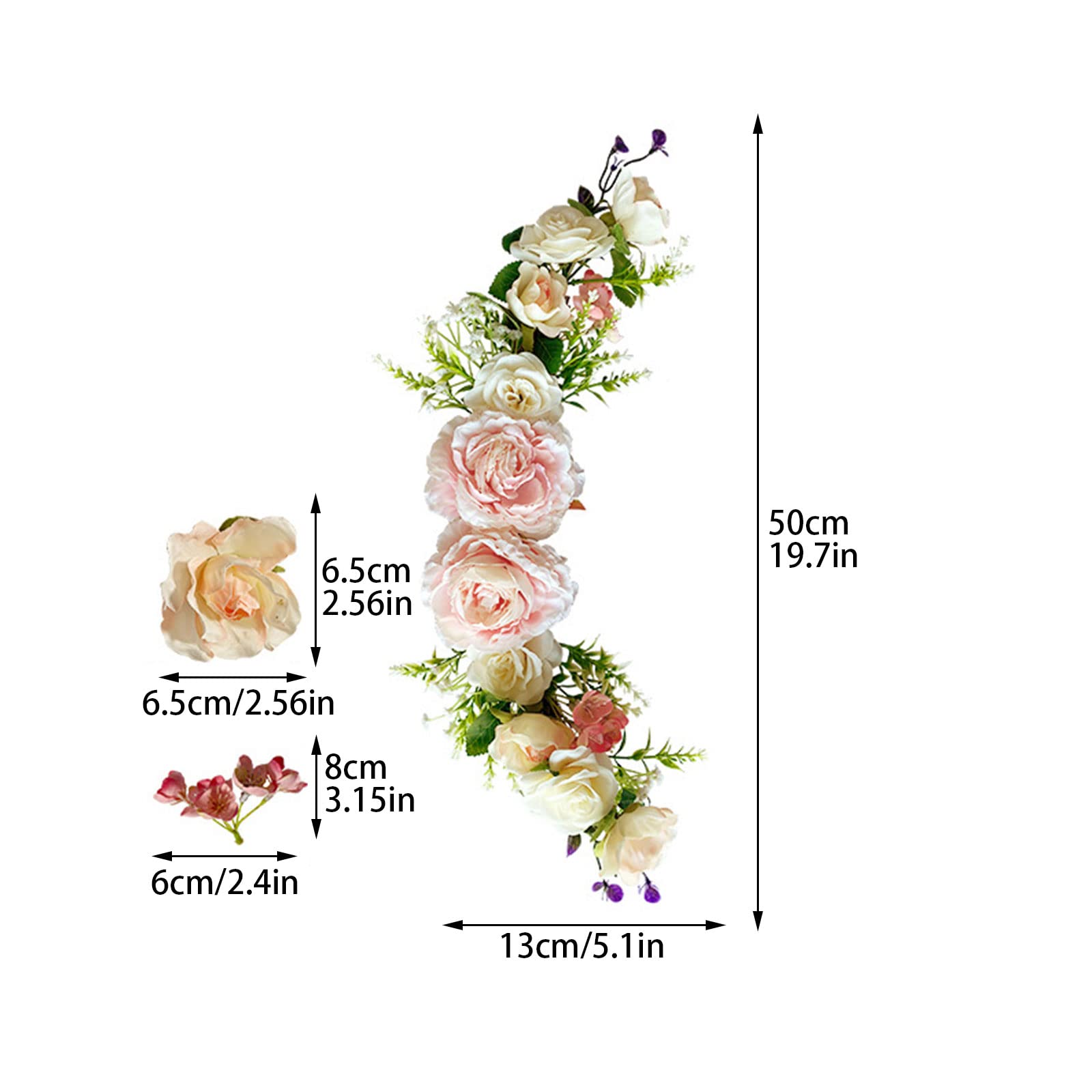 Artificial Rose Lintel Wreaths - Silk Flower Swag Garland for Wedding Arch, Door Decor, Party Backdrop | Elegant Floral Decor for Weddings, Home & Events (Rose #1)