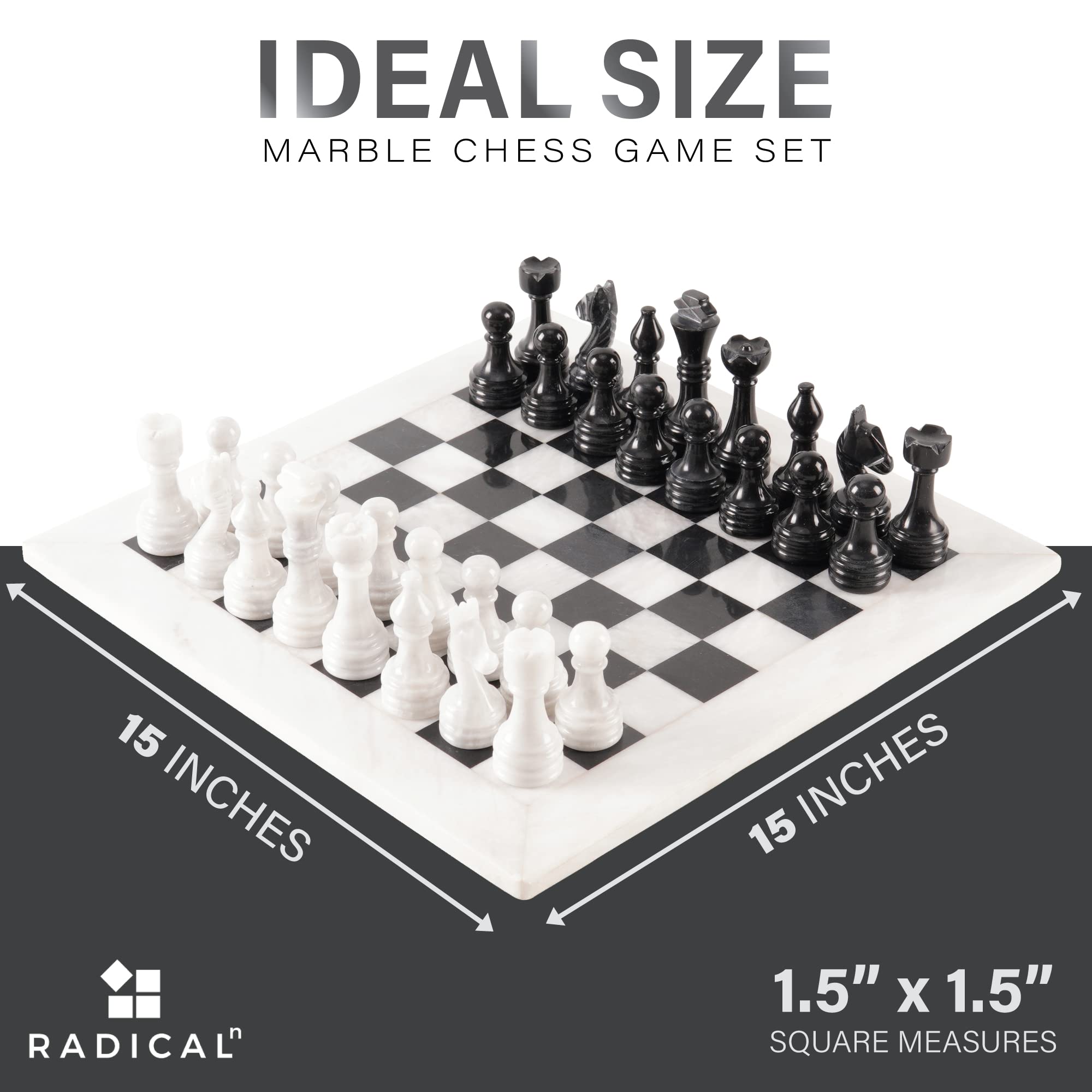 Premium Handmade Marble Chess Set with Storage Box - 15