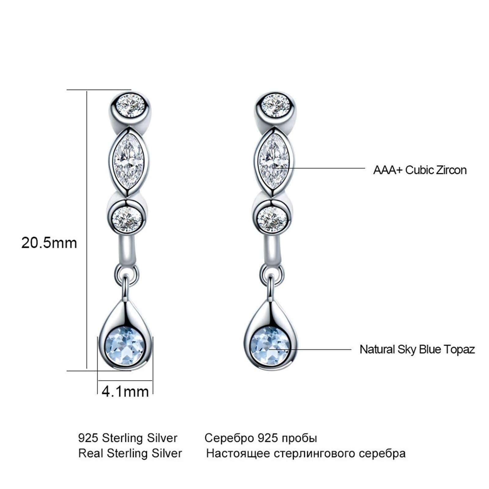 Daesar Sterling Silver Dangle Earrings for Women - Marquise Cubic Zirconia Drop Earrings in Purple, Blue & Green | Elegant Waterdrop Design for Parties, Weddings & Special Occasions