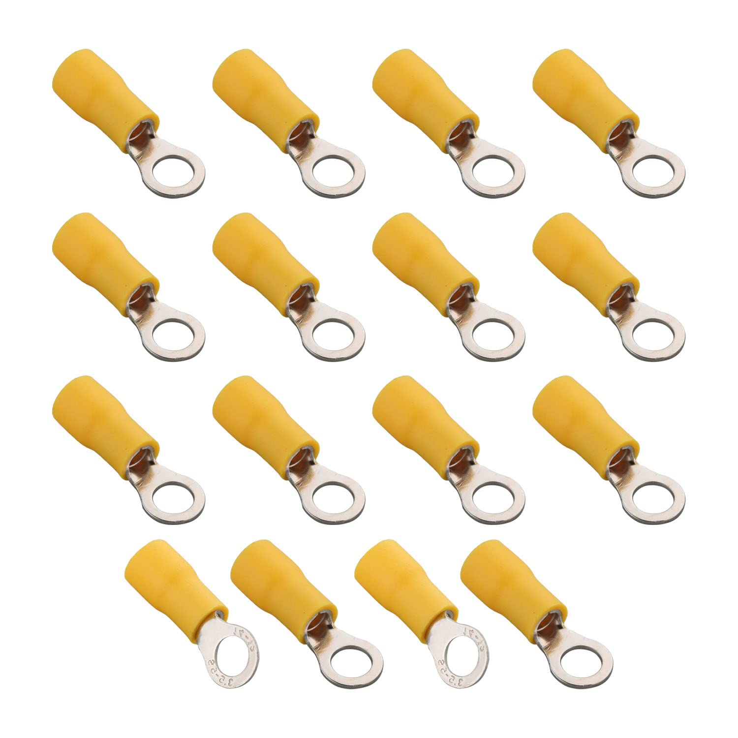 Fielect 500Pcs AWG12-10 M5 Insulated Ring Terminals Connectors - Yellow Electrical Wire Crimp Connectors for Automotive, Marine, and DIY Electrical Projects