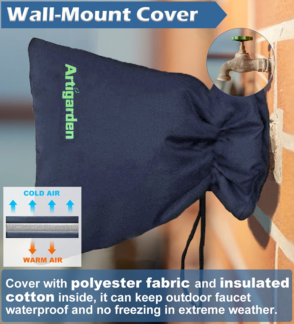Upgraded Outdoor Faucet Cover for Winter Freeze Protection - Insulated Water Hose Bib Cover for Cold Weather, Blue, Pack of 2 - Protect Pipes from Freezing in Winter for Home & Garden Use