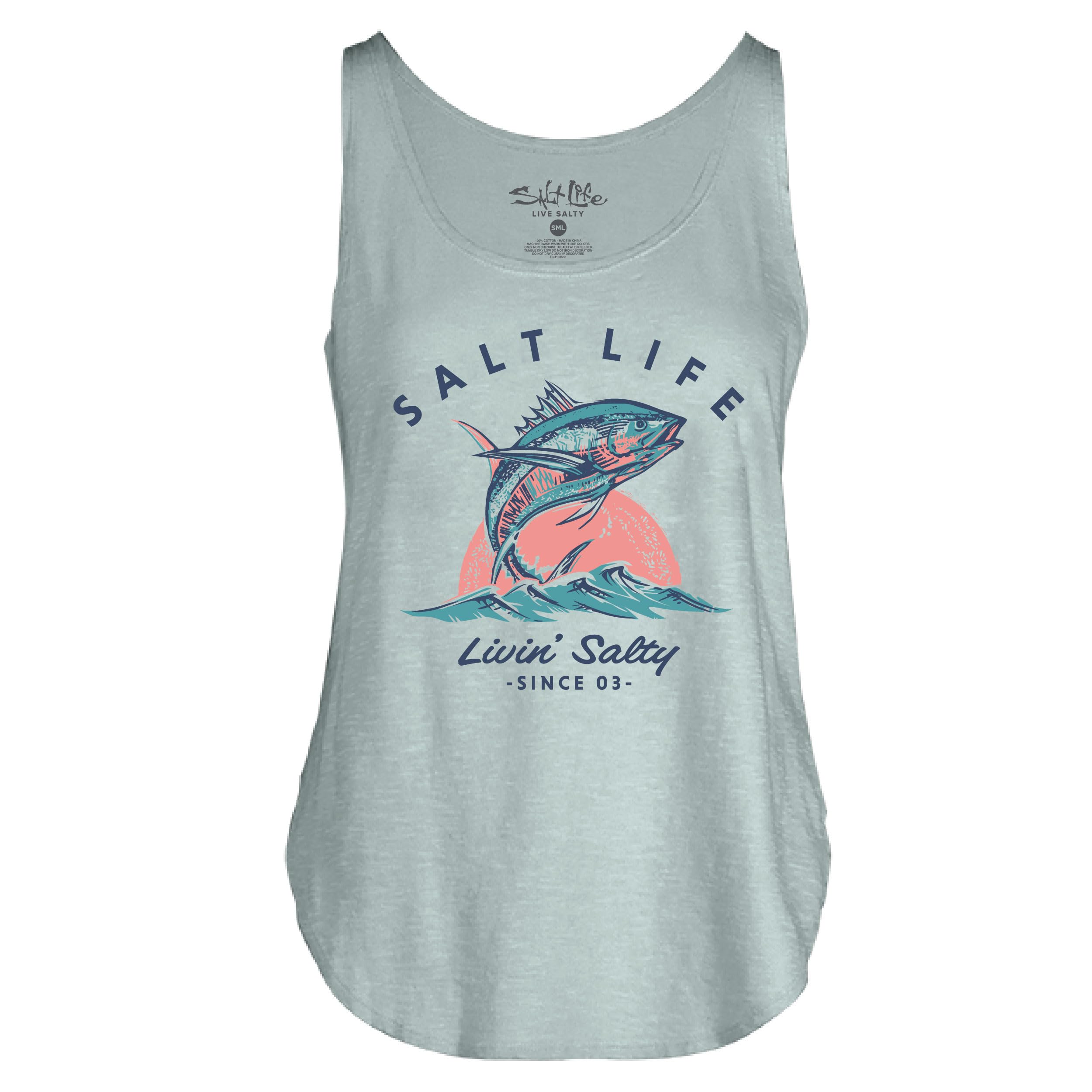 Salt Life Women's Epic Tuna Graphic Tank Top - Comfortable Casual Summer Beachwear for Fishing, Boating & Outdoor Activities