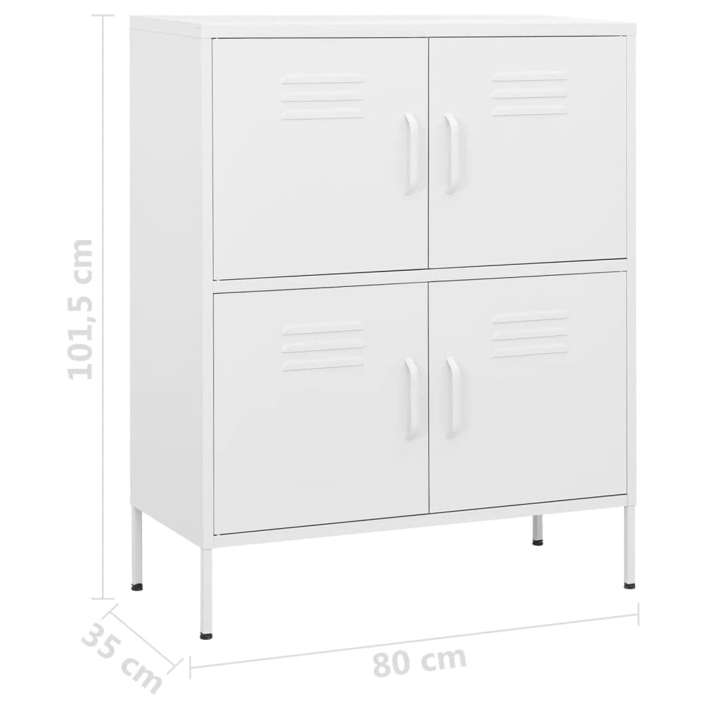 vidaXL White Steel Storage Cabinet - Freestanding File Cabinet with Shelves for Home & Office Organization | Industrial Style Filing Storage Solution for Documents, Supplies & Office Essentials
