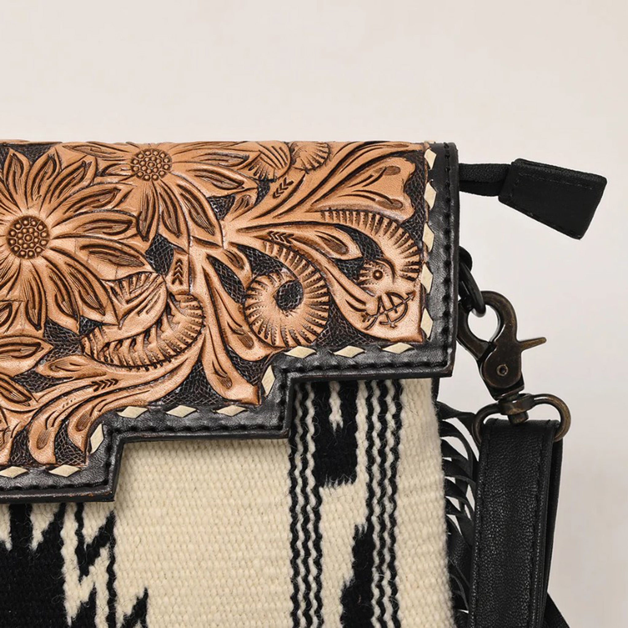 American Darling Black & White Aztec Fringe Purse - Stylish Boho Crossbody Bag for Women, Perfect for Festivals, Parties & Everyday Use