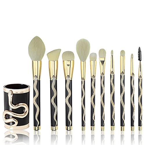 KTGEDH 10-Piece Professional Makeup Brush Set - Foundation, Concealer, Blending Brushes with 3D Snake Handle - Perfect for Women's Daily Makeup, Best Gift for Sisters, Girlfriend & Wife - Ideal for Home, Travel & Professional Makeup Artists