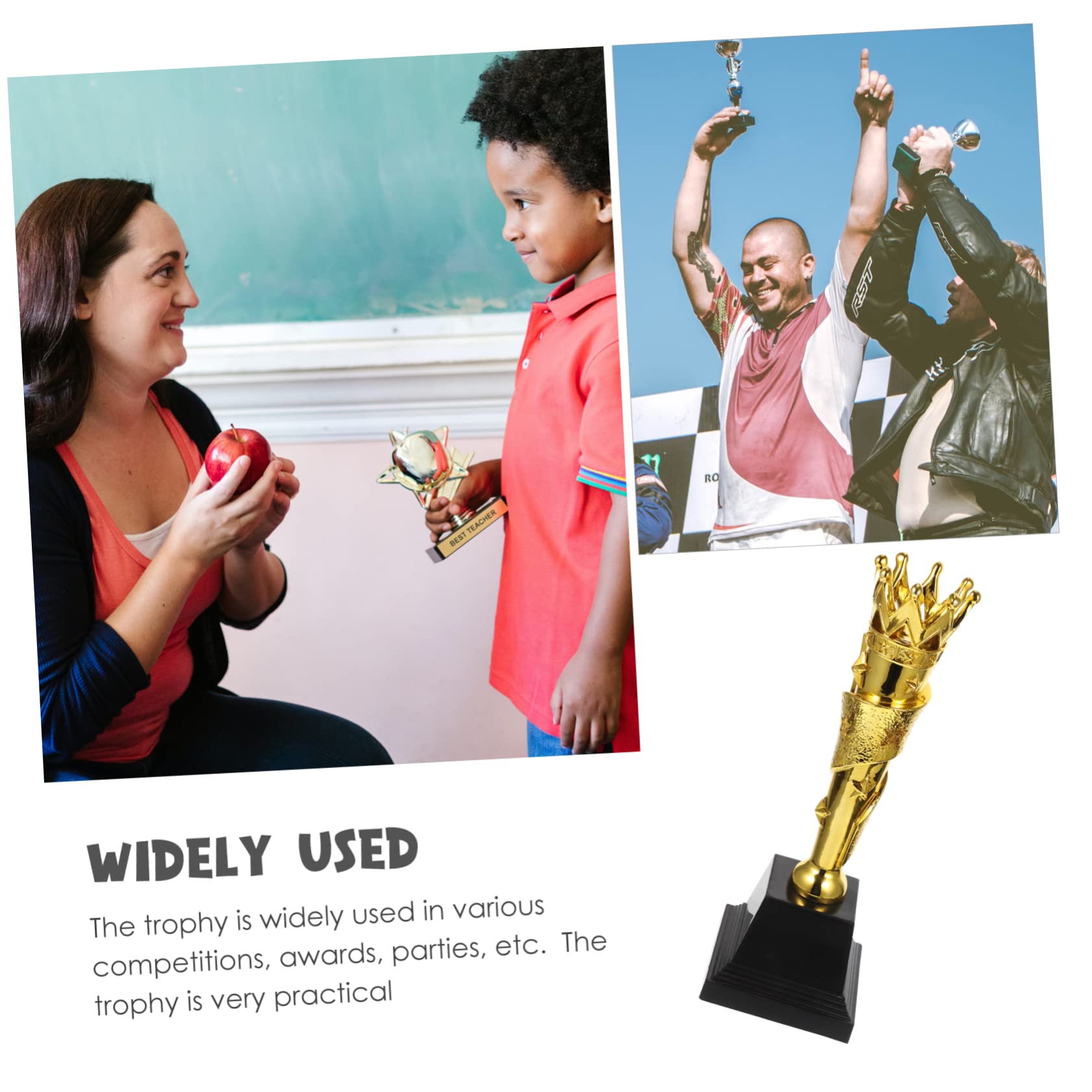 SUPVOX 2 Pack Small Gold ABS Plastic Trophies for Kids - Perfect for School Awards, Sports Achievements & Classroom Incentives