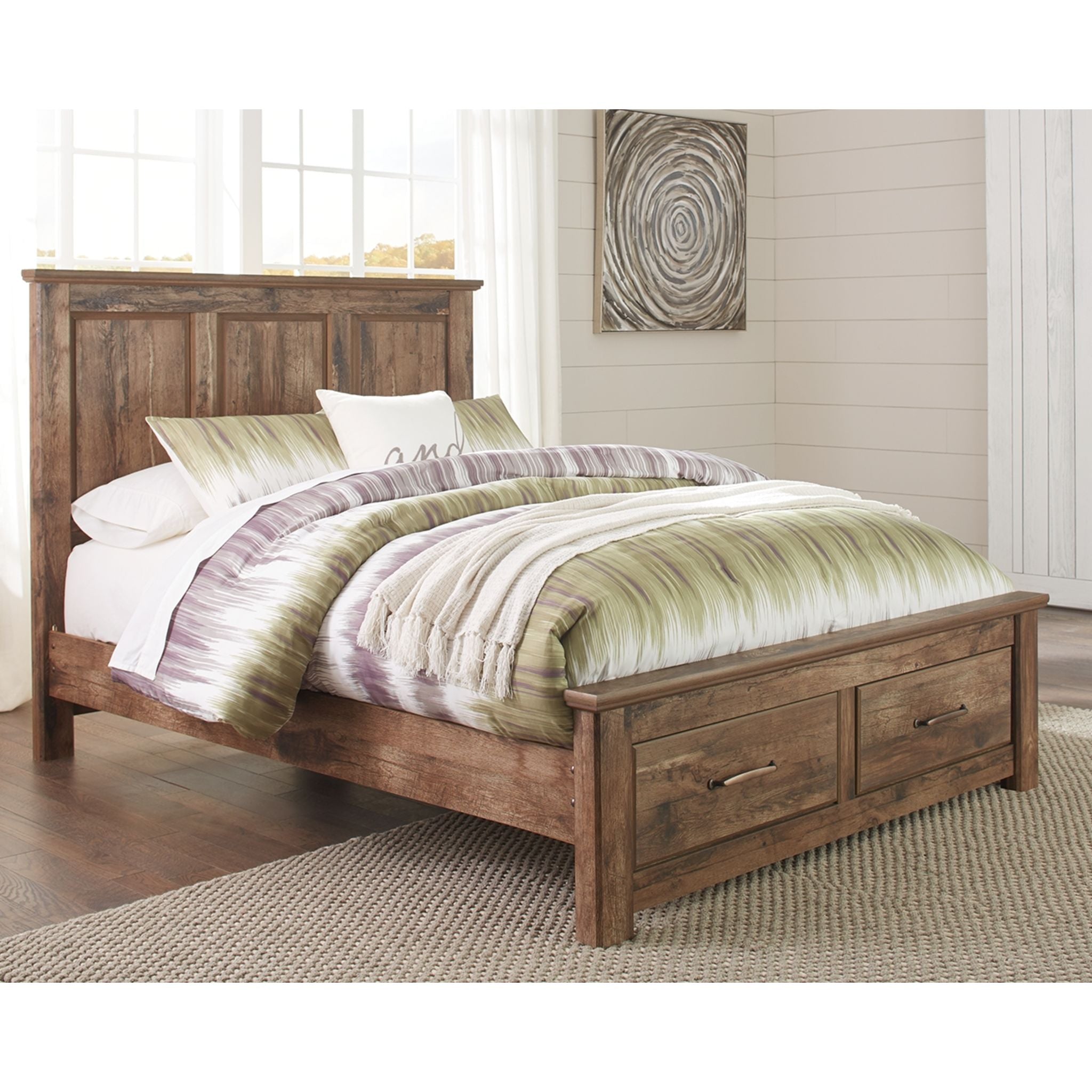 Blaneville 4-Piece Queen Size Bed Frame with Underbed Storage Drawers - Modern Platform Bedroom Furniture for Small Space & Guest Room Setup