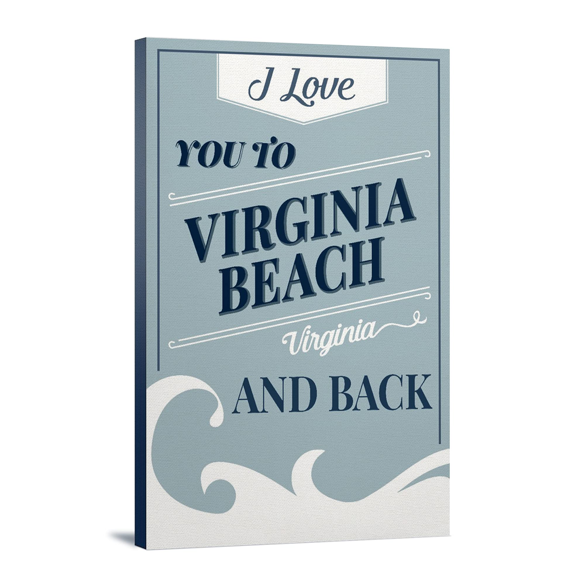 Virginia Beach Love Art Print - 24x36 Gallery Wrapped Canvas Wall Decor for Coastal Home & Beach House Decor | Perfect for Living Room, Bedroom, or Office