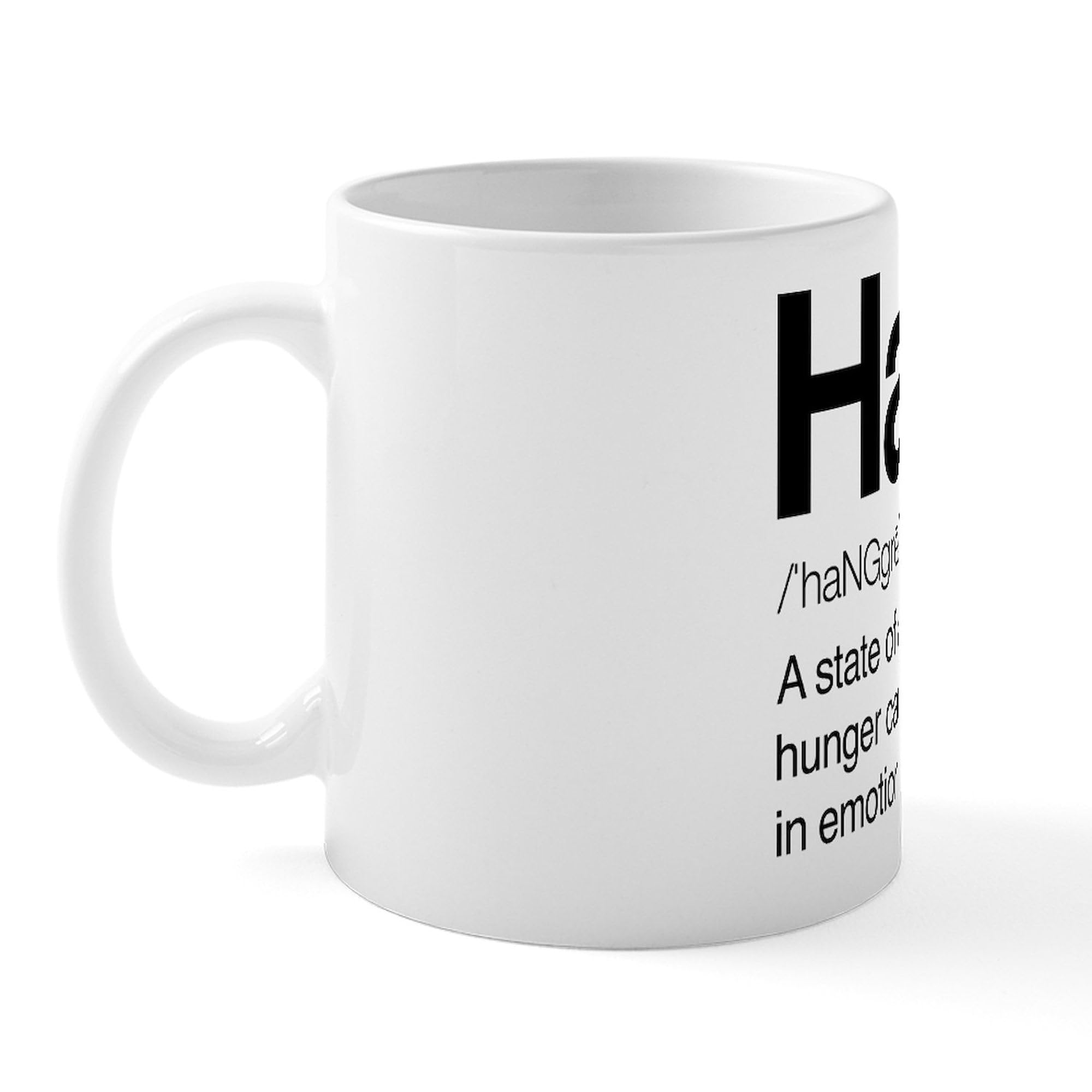 Hangry Definition Funny 11 oz Ceramic Coffee Mug - Perfect for Office, Home & Gifts - Great for Tea, Hot Chocolate & Coffee Lovers