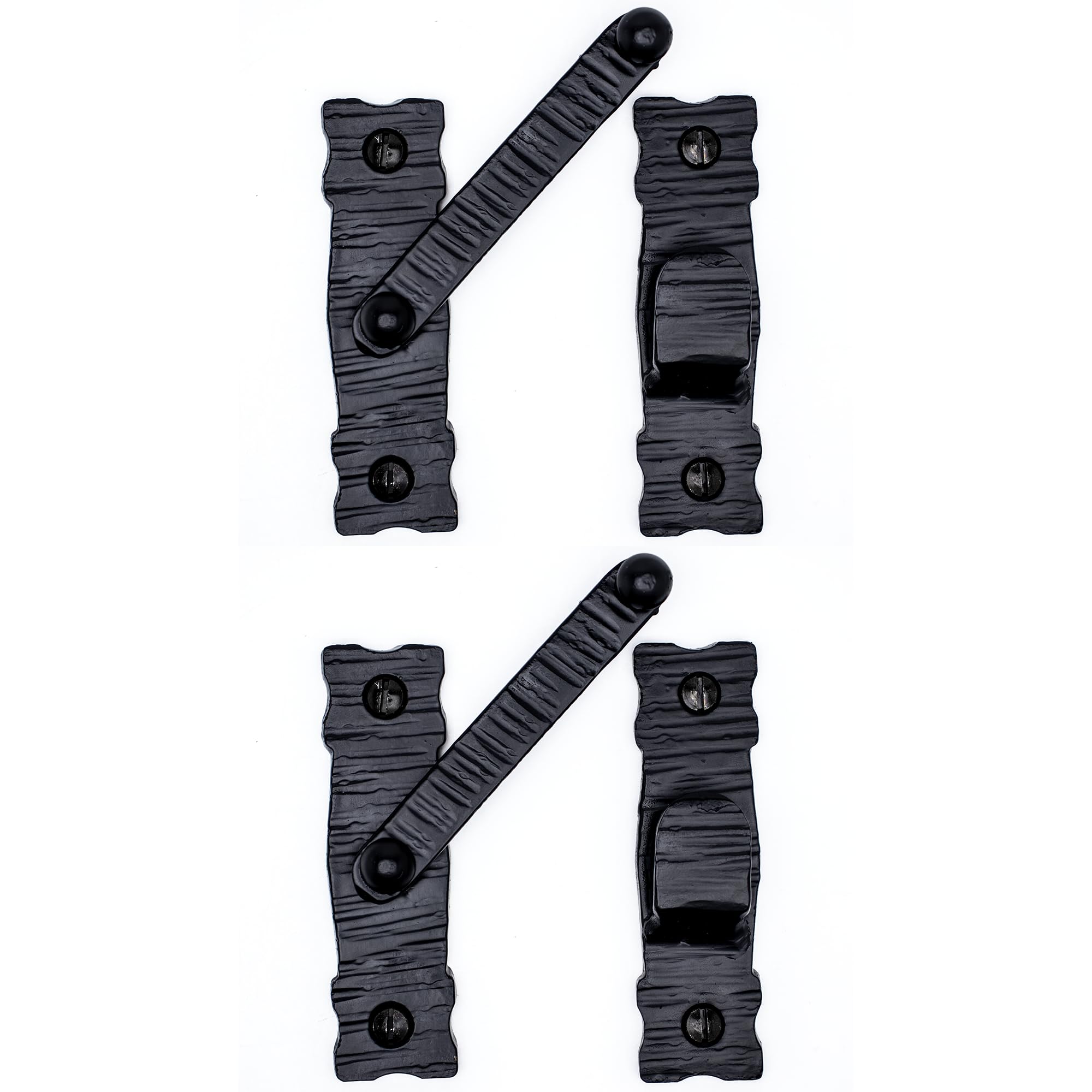 2 Pack 3.5 Inch Black Metal Bar Flip Latch - Rustic Decorative Gate Latch for Cabinets, Barn Doors & Outdoor Enclosures - The Sinaloa Series - Perfect for Farmhouse Style Homes, Sheds & Fence Gates