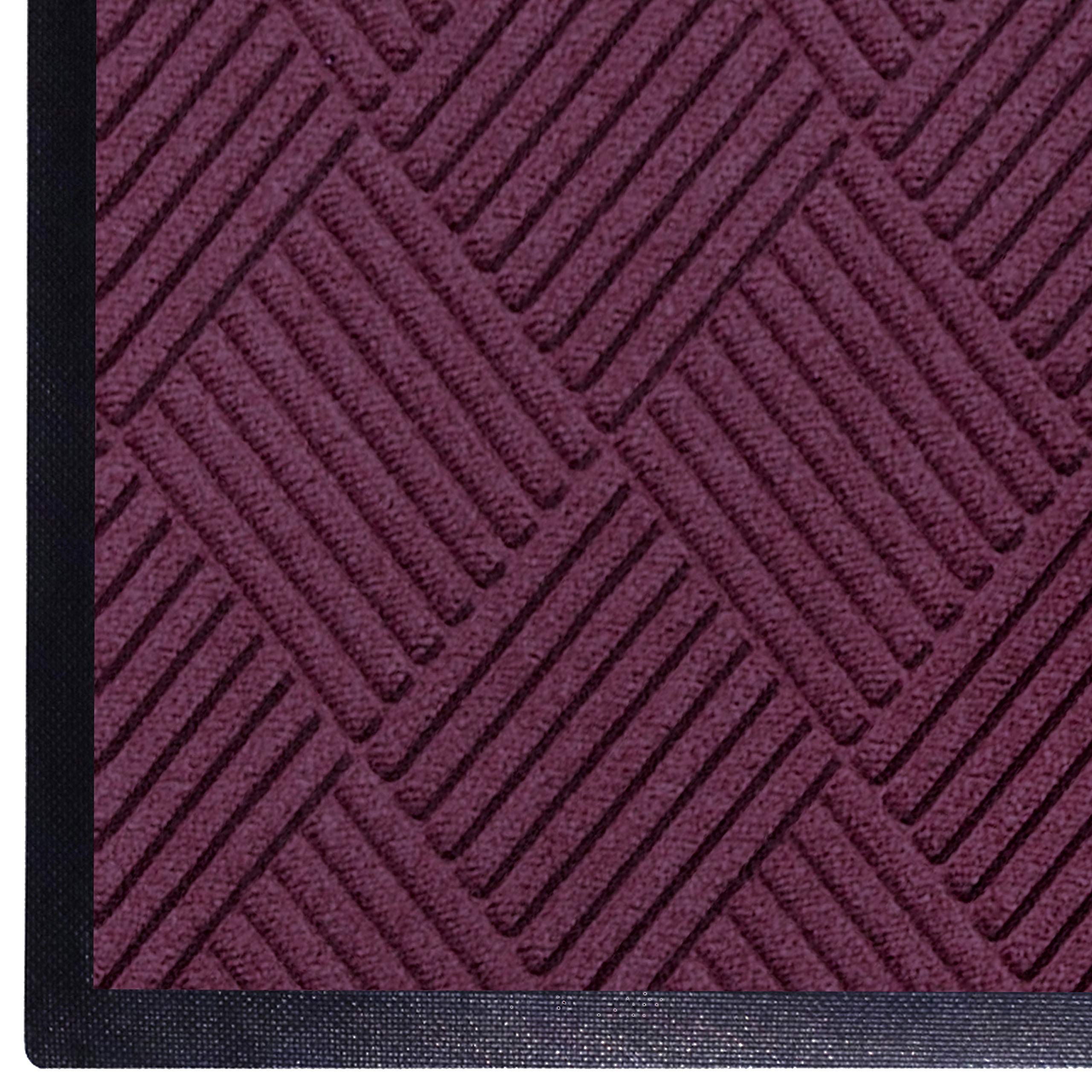 Premium M+A Matting WaterHog Diamond Commercial-Grade Doormat - Heavy Duty Indoor/Outdoor Entrance Mat with Rubber Border, Quick Drying & Stain Resistant - Bordeaux Red 3'x5' - Perfect for High Traffic Areas, Offices, Schools & Home Entryways
