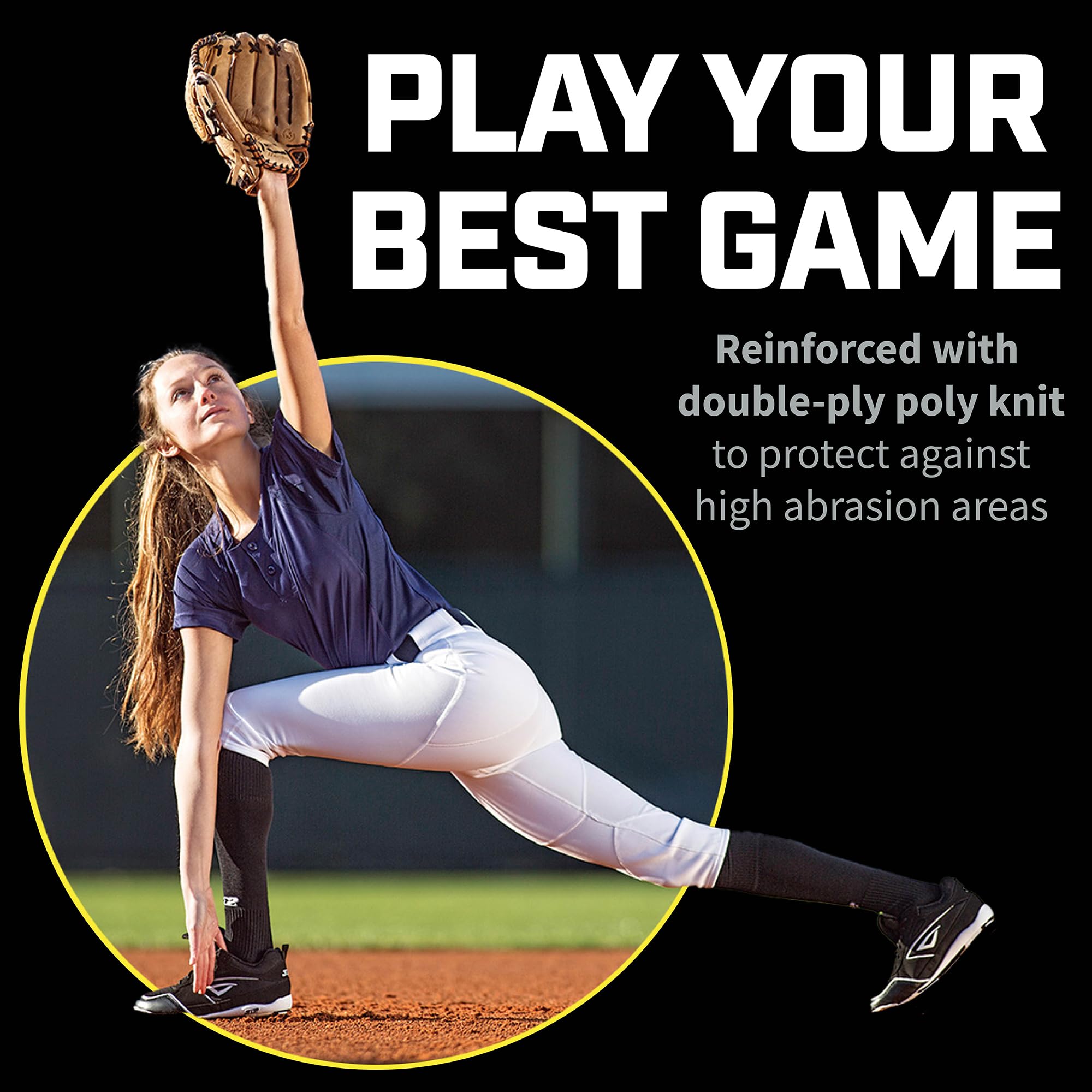 3N2 Women's Softball Pants - NuFit Knickers with ¾ Inch Belt Loops, Low-Rise Fit & Double Knee Reinforcement - Perfect for Practice, Games & Tournaments