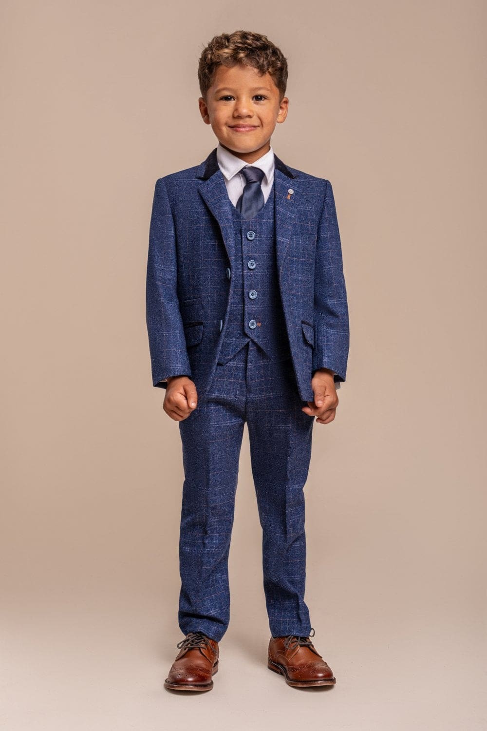 Cavani Kaiser Boys 3-Piece Blue Slim Fit Suit for Formal Events, Weddings & Special Occasions
