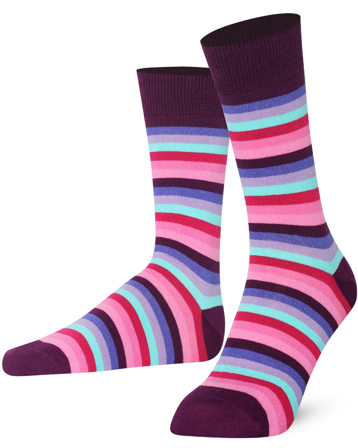 Mysocks® 5 Pairs Men's Cotton Striped Socks - Breathable Casual Crew Socks for Everyday Wear, Work & Sports