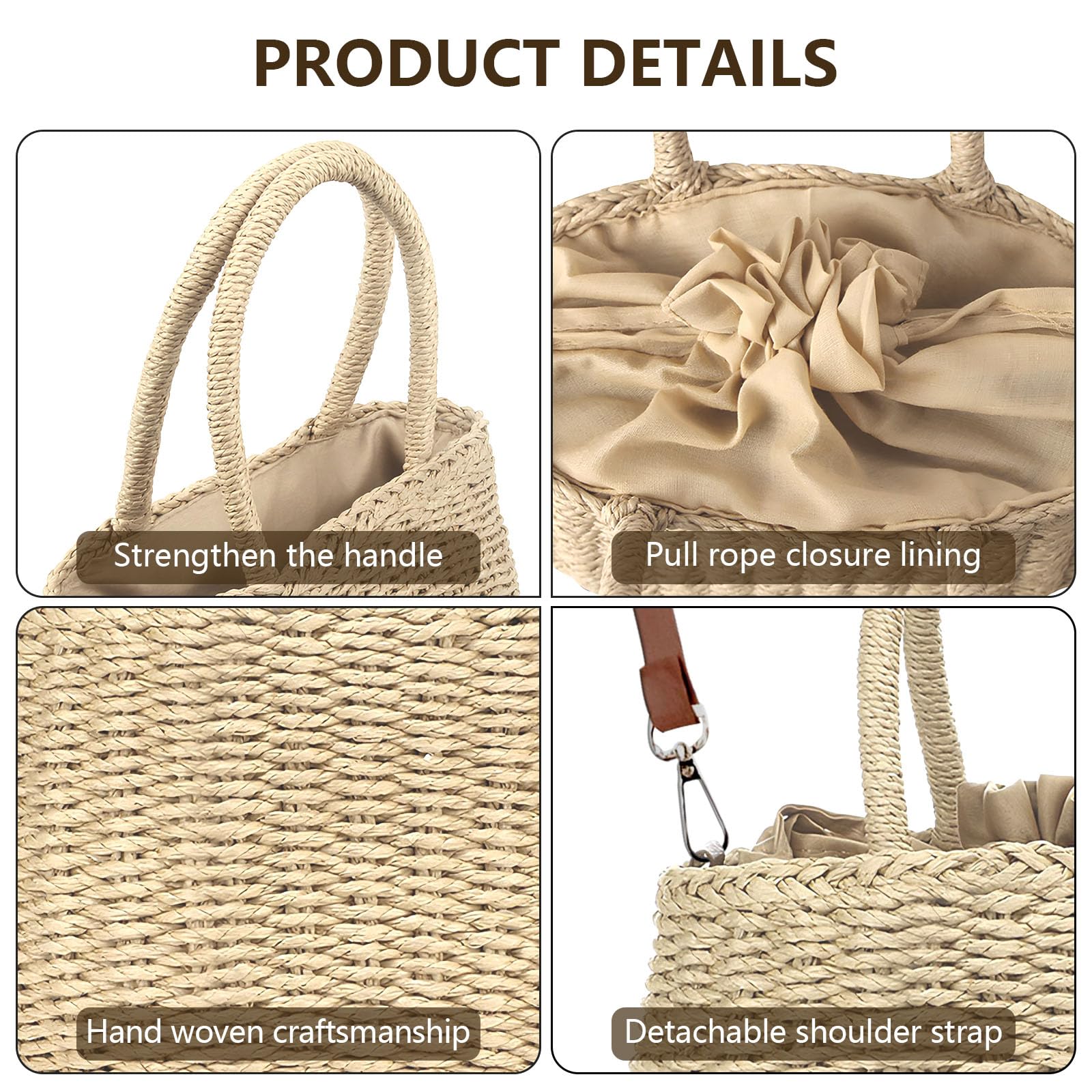 FENBEN Women's Straw Hobo Bag - Woven Crossbody Purse, Rattan Shoulder Handbag for Beach, Vacation & Summer Outfits | Perfect for Casual Wear, Travel & Boho Fashion Accessories