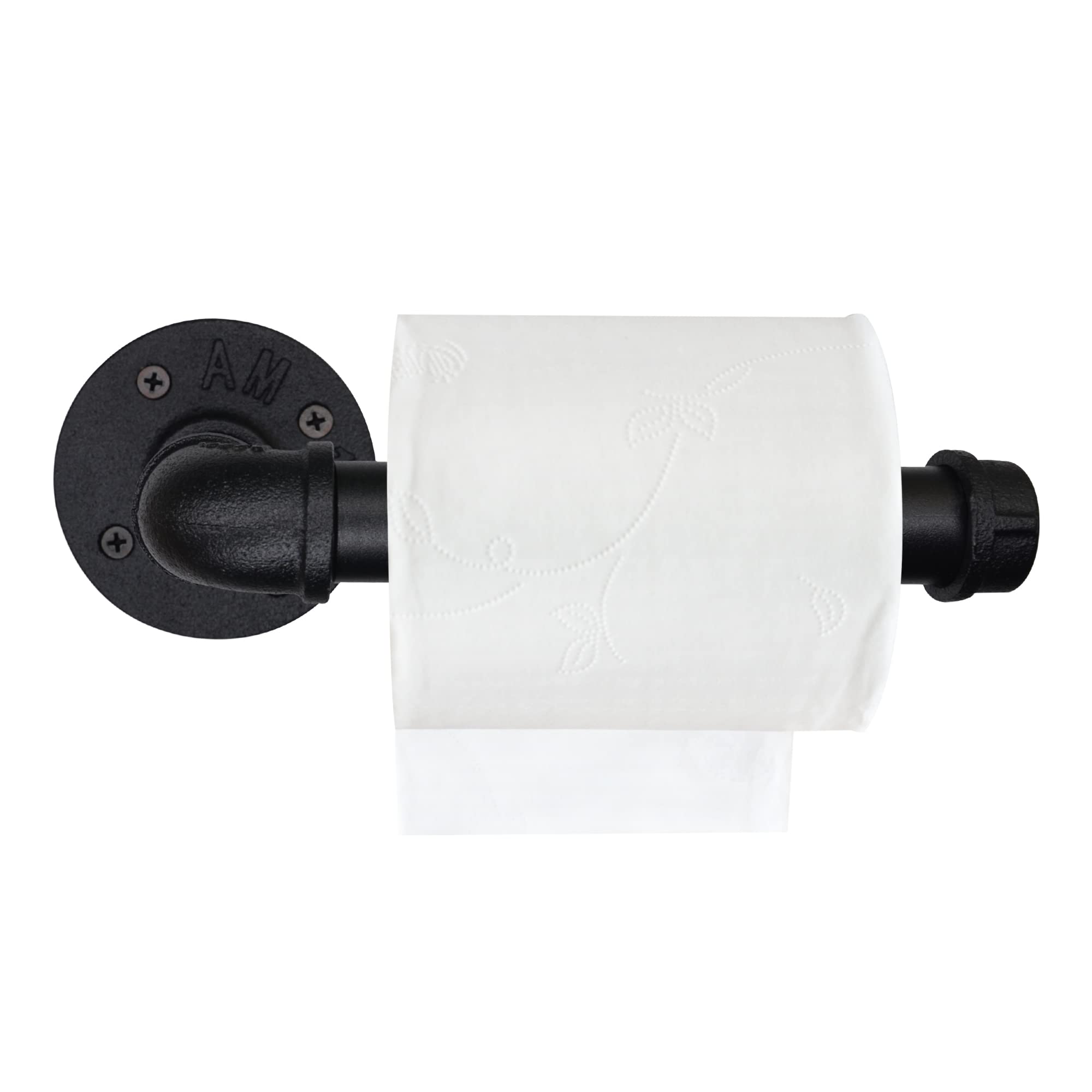DSDS Heavy Duty Industrial Pipe Toilet Paper Holder Wall Mount - Rustic Vintage Iron Roll Tissue Paper Towel Rack with Hardware for Bathroom, Kitchen, Bedroom (Black) | Perfect for Farmhouse, Loft & Industrial Style Home Decor