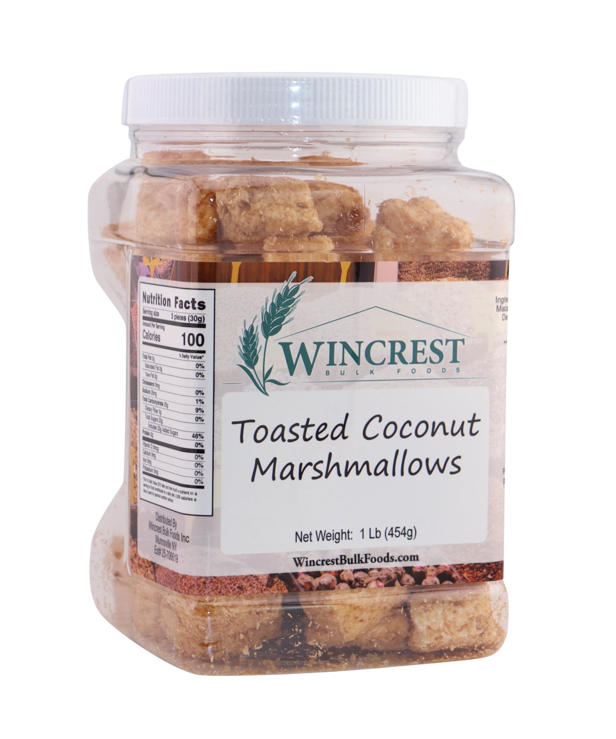 Premium Toasted Coconut Marshmallows - 1 Pound Tub - Perfect for Baking, Hot Cocoa & Campfire S'mores