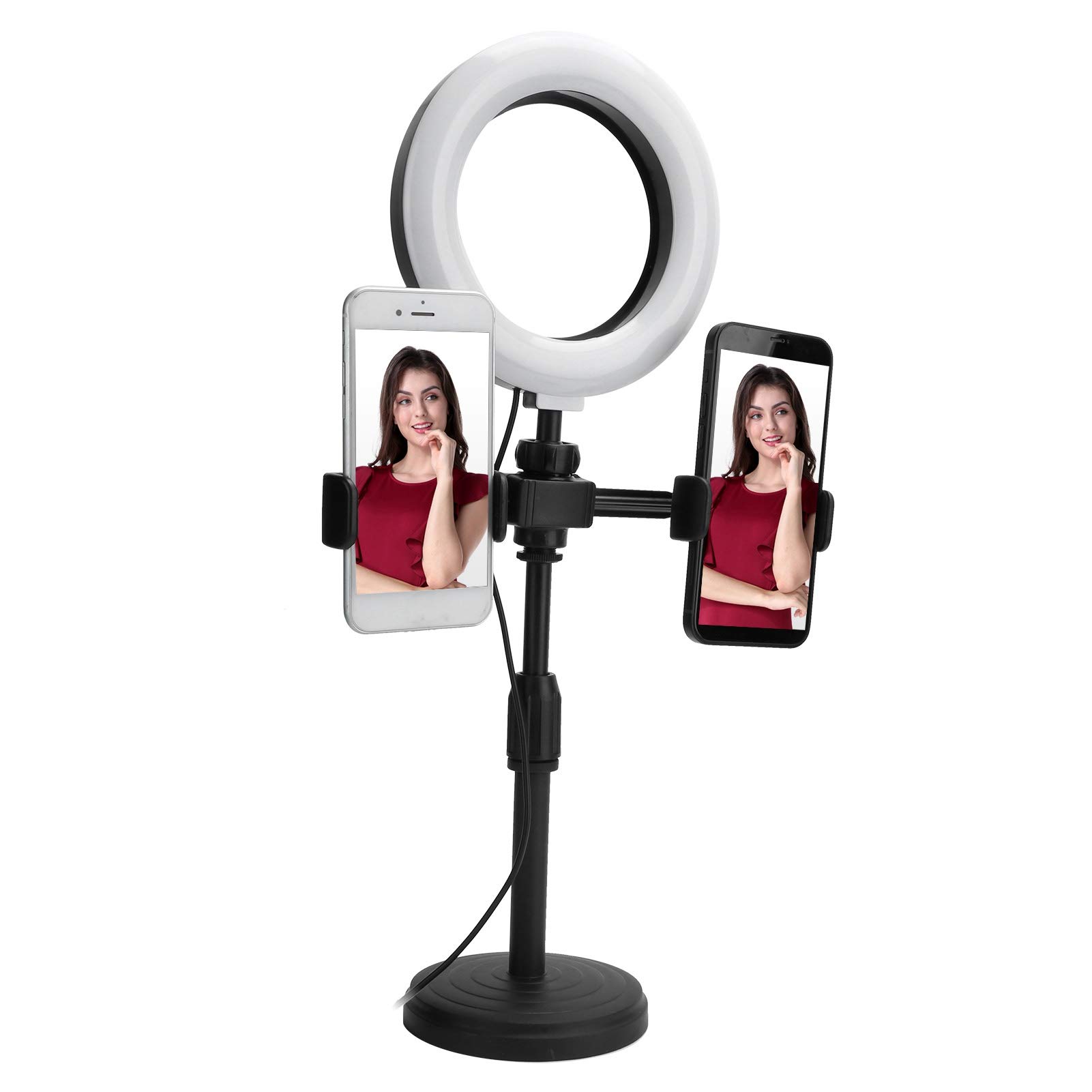 Archuu 6-inch Selfie Ring Light with 2 Phone Holders & Tripod Stand - Adjustable LED Circle Light for Live Streaming, Makeup, YouTube Videos, Photography (Perfect for TikTok, Instagram, Zoom Calls & Home Studio Setup)