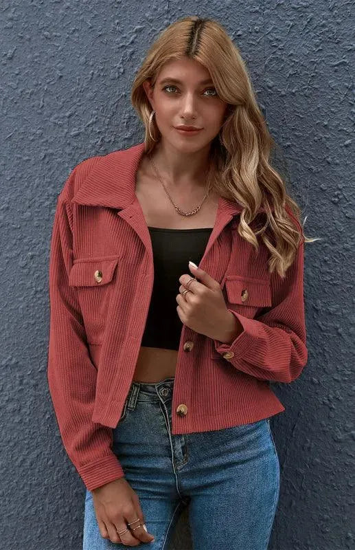 Women's Vintage Corduroy Trucker Jacket - Stylish Casual Outerwear for Fall & Winter | Perfect for Layering, Outdoor Activities & Everyday Wear