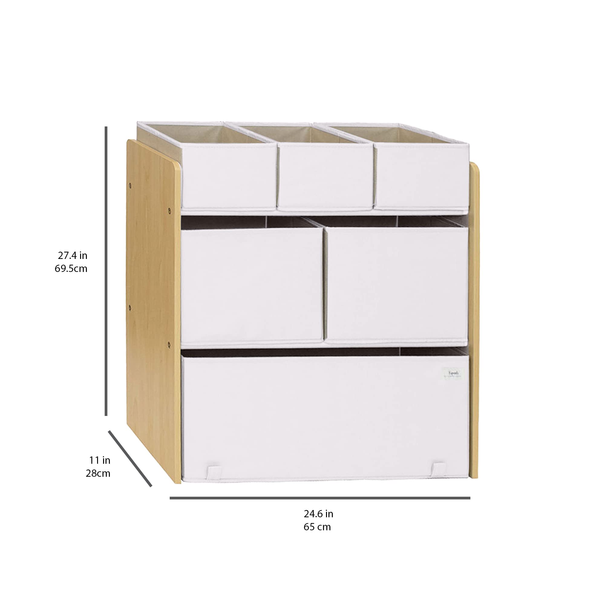 3 Sprouts Kids Toy Storage Organizer with 3 Bins - Foldable Fabric Toy Box for Playroom, Nursery & Bedroom - Cream Color Toy Organizer for Stuffed Animals, Books & Toys