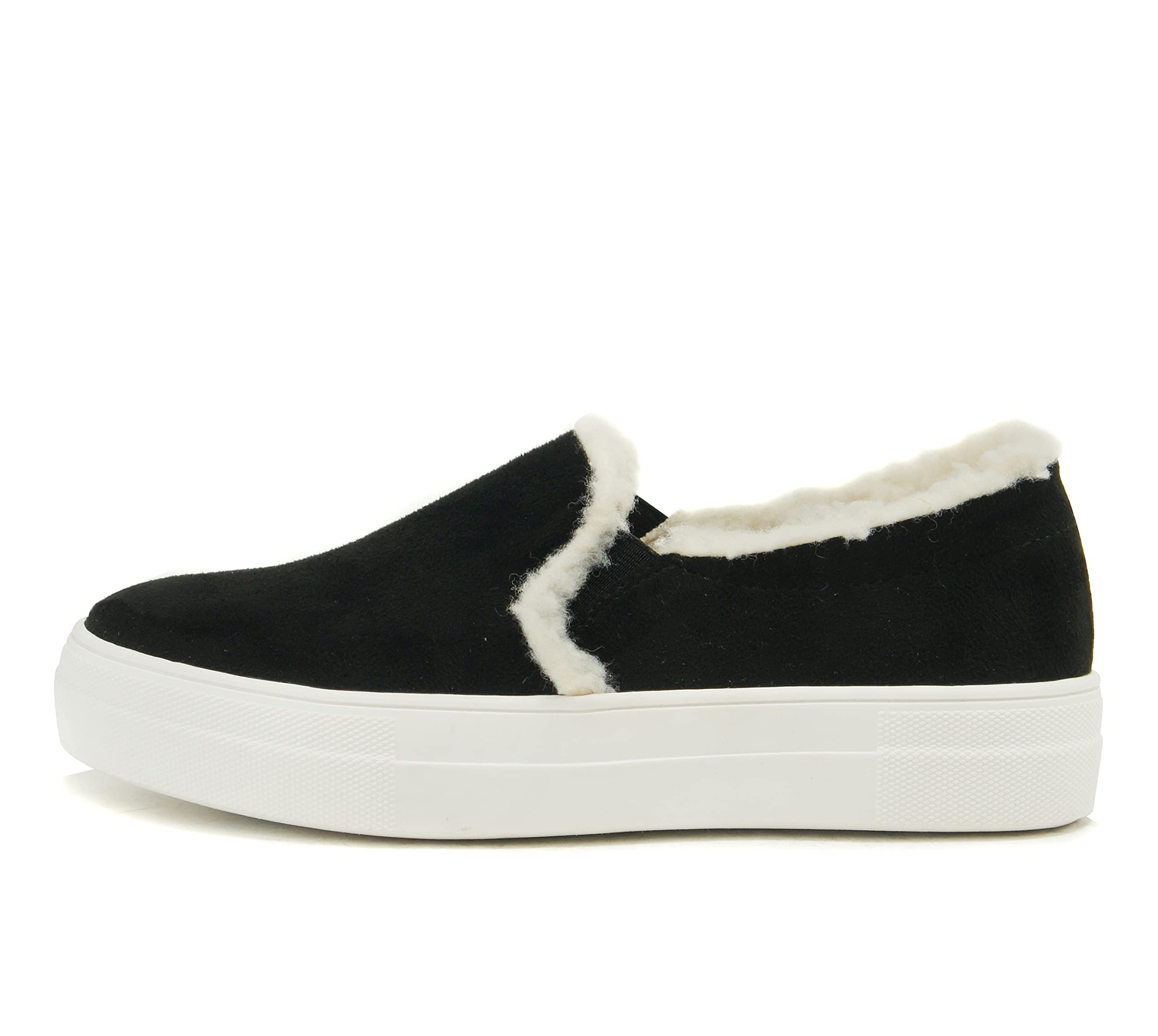 Women's Slip-On Faux Fur Lined Sneakers - Double Layer Foam Cushion Socks for Winter Comfort | Cozy House Shoes & Casual Fashion Footwear for Women