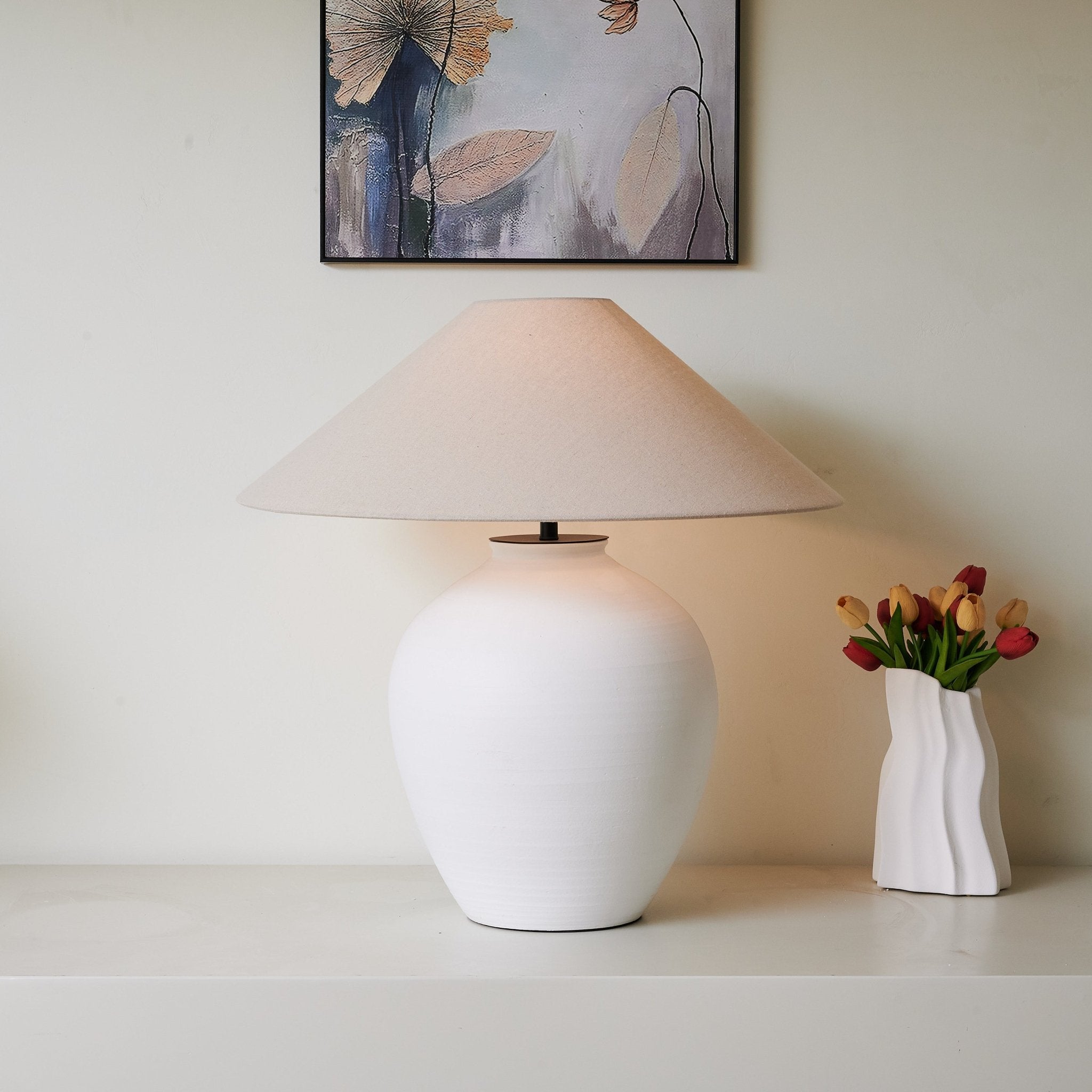 Aterra Modern Ceramic Table Lamp - Elegant Home Decor for Living Room, Bedroom & Office - Perfect for Ambient Lighting & Stylish Interior Design