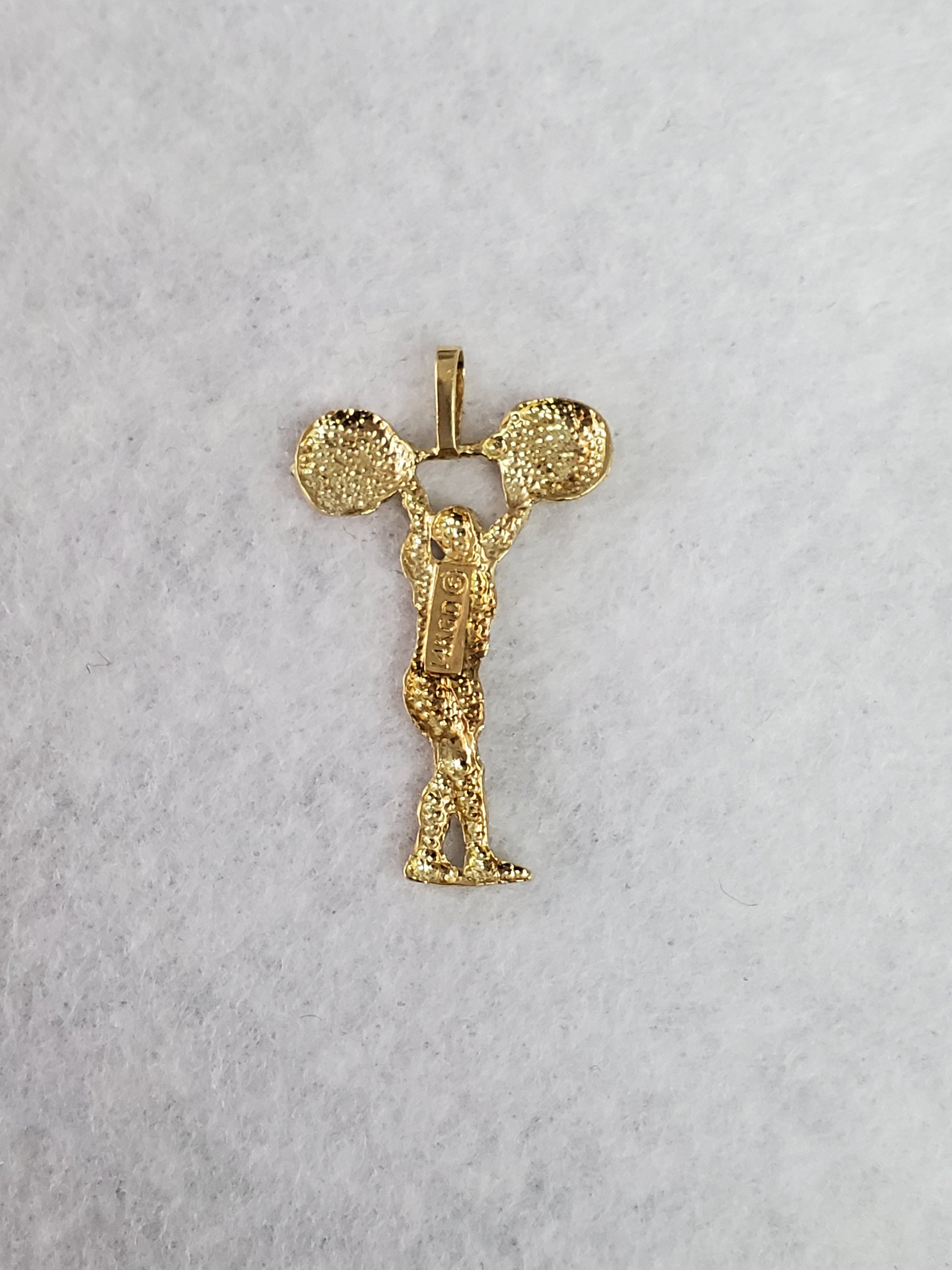 14k Yellow Gold Weightlifter & Bodybuilder Charm with Diamond Cuts - Perfect for Gym Enthusiasts & Fitness Jewelry Gifts