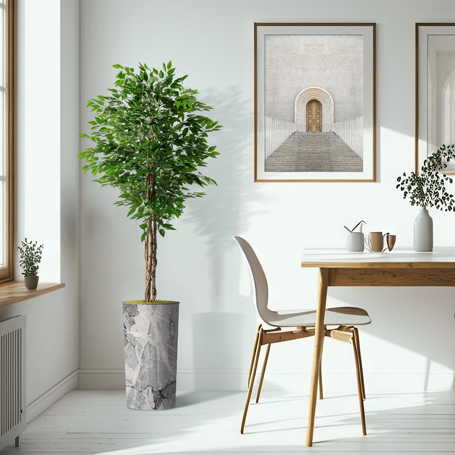 Artificial Ficus Silk Tree in Modern Planter - 75