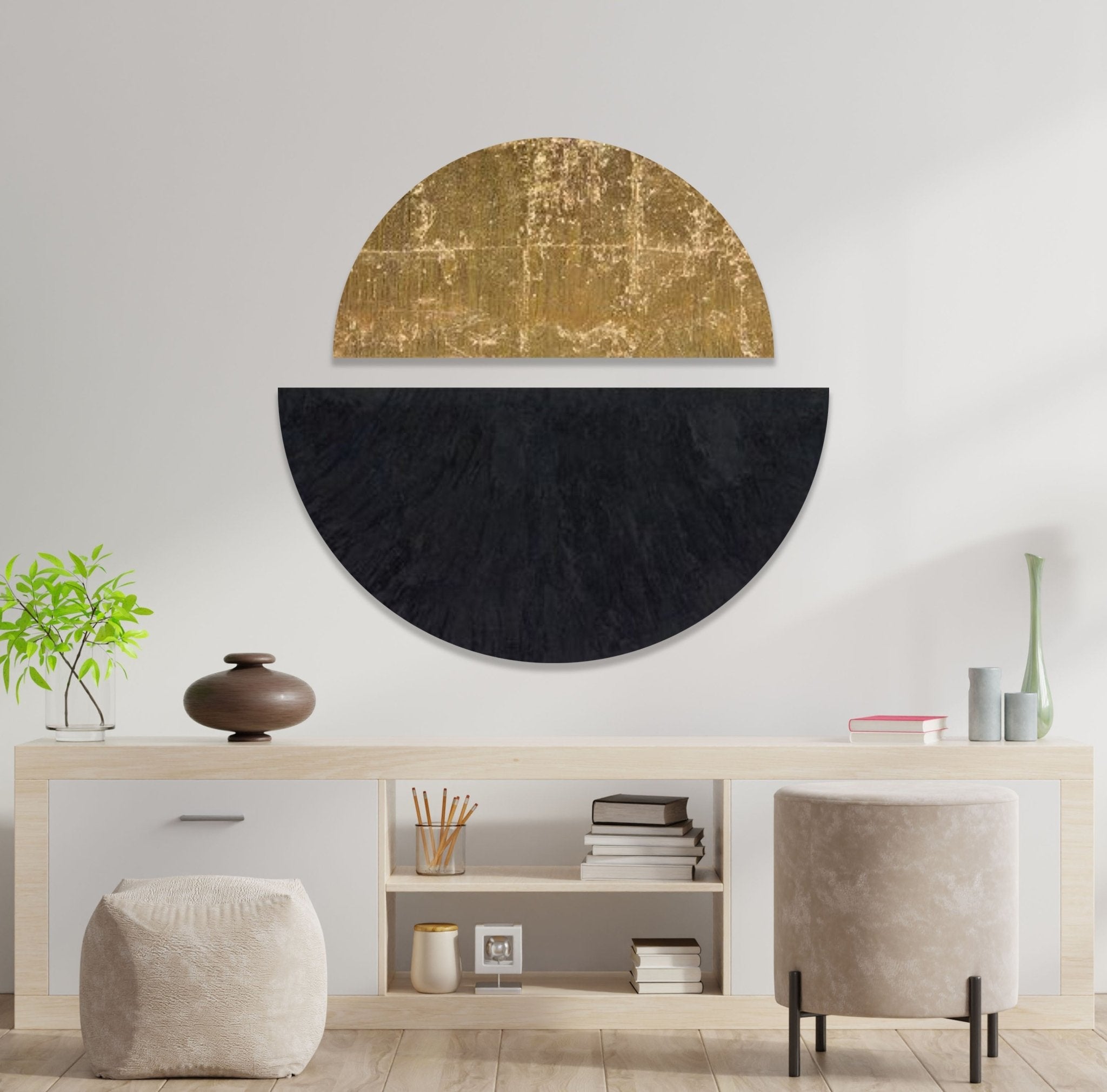 2 Piece Black Beige Glass Wall Art Set - Modern Abstract Home Decor for Living Room, Bedroom & Office - Shatterproof Tempered Glass Hanging Decorations
