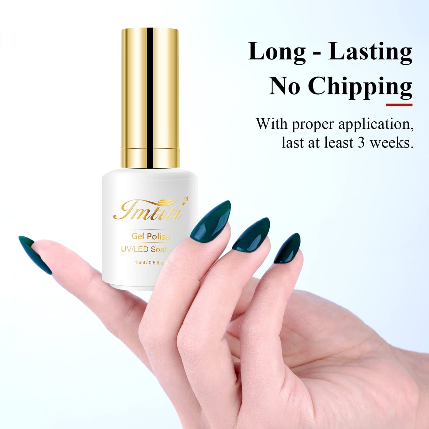 Imtiti Dark Green Gel Nail Polish - 0.5 Fl Oz Soak Off LED/UV Nail Gel for DIY Manicure & Nail Art | Salon-Quality Gel Polish Kit for Women & Girls | Perfect for Home Manicures, Nail Salons & Gift Giving