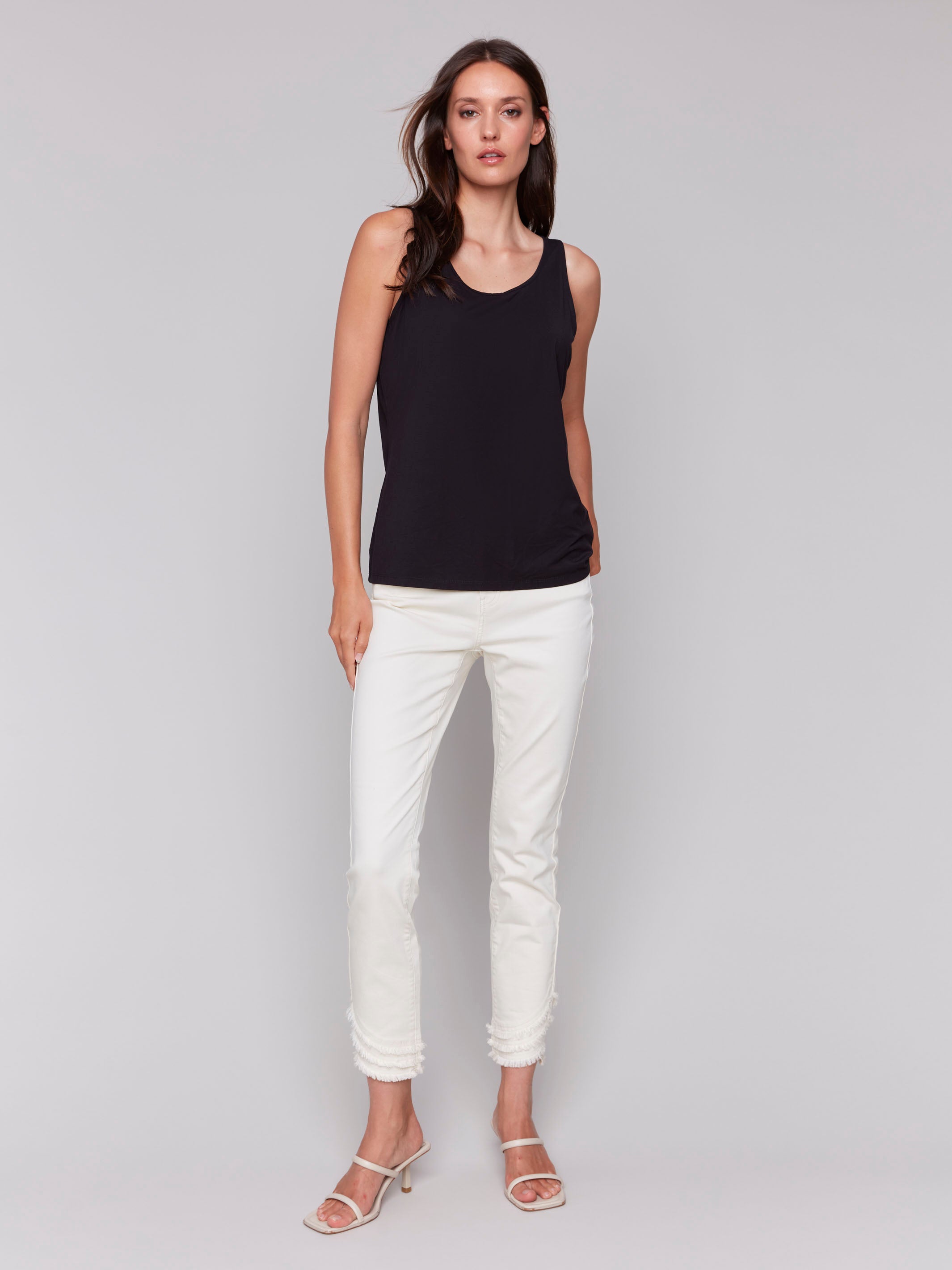 Reversible Bamboo Cami Top - Soft & Breathable Black Women's Tank Top for Yoga, Summer & Layering