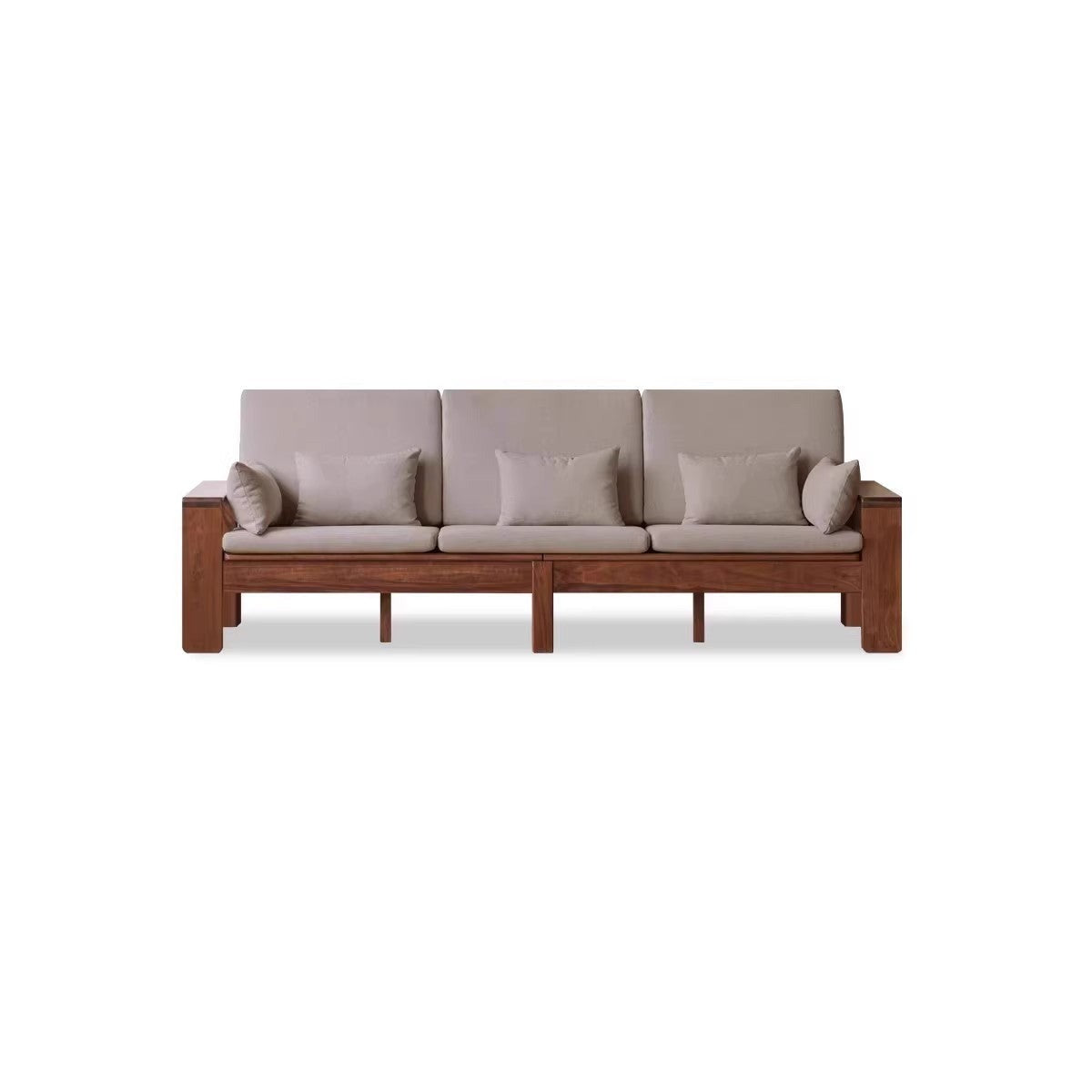 Premium Black Walnut Solid Wood Fabric Sofa - Modern Nordic Style 2-in-1 Convertible Sofa Bed for Living Room & Guest Room | Durable & Stylish Home Furniture