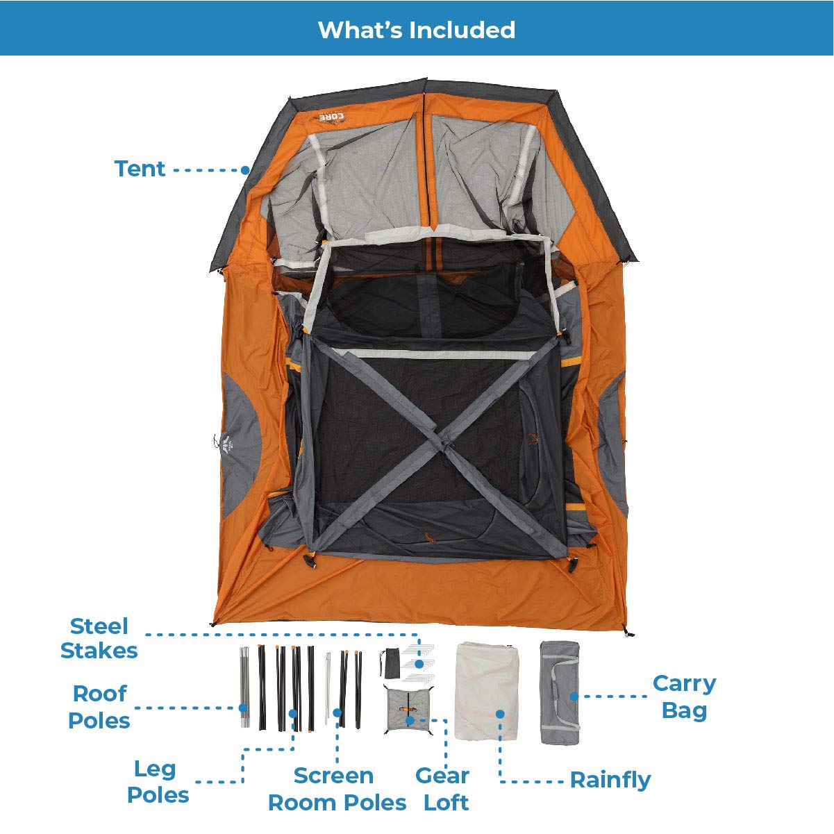 4 & 6 Person Cabin Tents for Camping - Lightweight Portable Tent with Carry Bag & Gear Loft Organizer | Perfect for Family Outdoor Adventures, Backpacking & Car Camping Trips