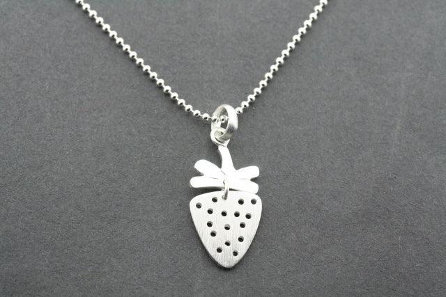 Sterling Silver 925 Strawberry Pendant Necklace with 45cm Ball Chain - 2 Piece Set for Women, Gift for Her, Valentine's Day, Birthday, Anniversary Jewelry