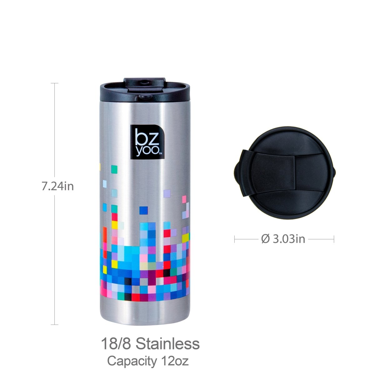 12oz Stainless Steel Vacuum Insulated Tumbler with Double Wall - Glitch Silver | Keeps Drinks Hot/Cold for Hours | Perfect for Coffee, Tea, and Outdoor Activities