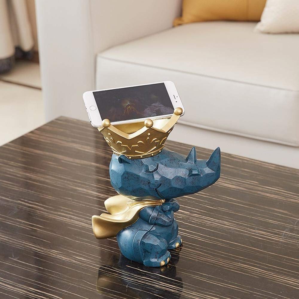 Creative Rhinoceros Statue - Animal Sculpture Figurine for Home Decor, Snack Holder & Remote Control Organizer - Unique Gift for Animal Lovers (Perfect for Living Room, Office Desk, or Bookshelf Decor)