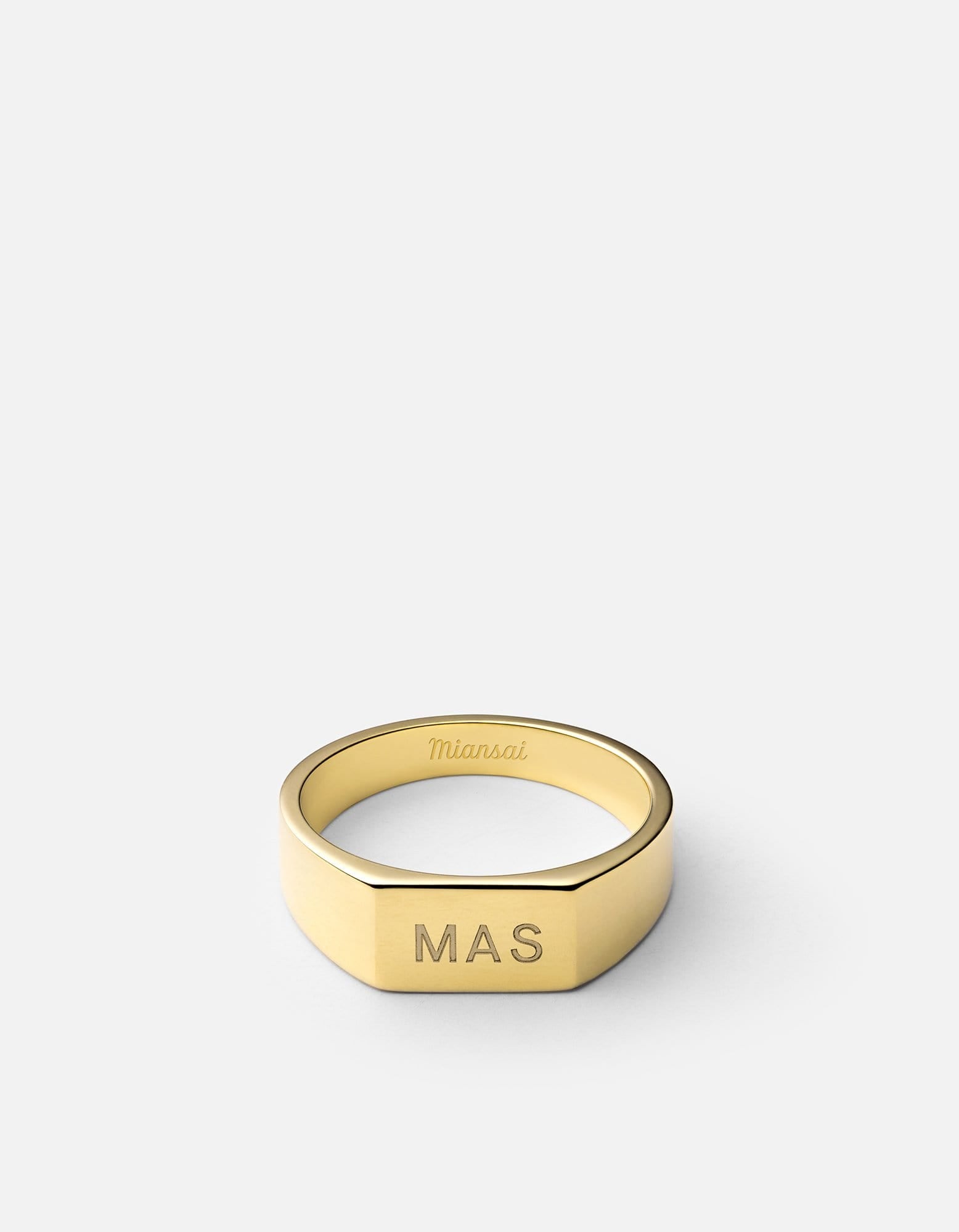 Personalized Geo Signet Ring - Custom 3 Initials Engraved in 14K Gold Vermeil for Men & Women | Elegant Jewelry Gift for Weddings, Anniversaries & Special Occasions