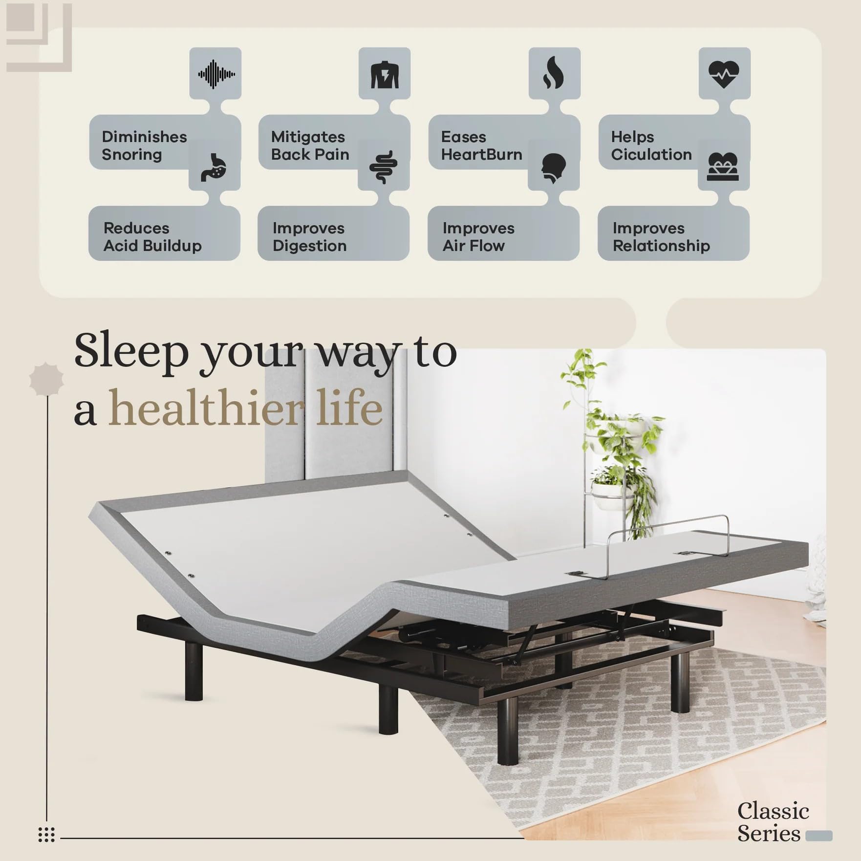 Sven & Son Adjustable Bed Base with Massage & USB for Home Comfort