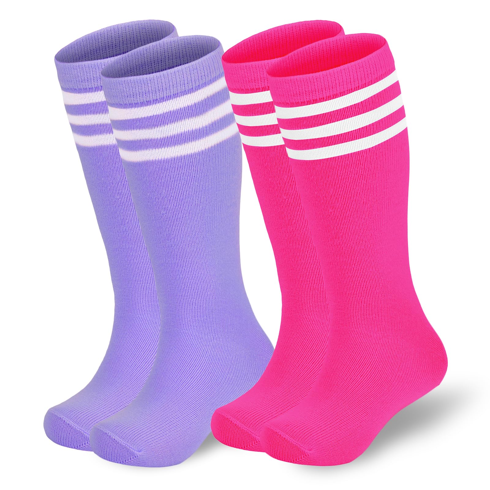 Trendy Kids Soccer Socks - Knee High Athletic Socks for Boys & Girls | Breathable Sports Socks for School, Training & Games | Striped Design for Toddlers & Youth