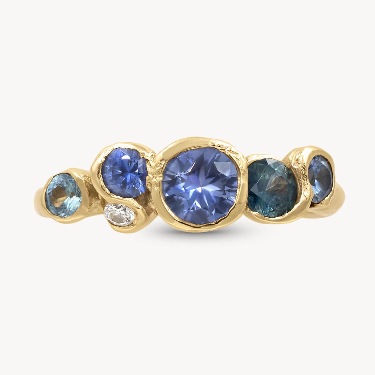 Ocean Sapphires Seaweed Ring - Elegant Sterling Silver Seaweed Design Ring for Women - Perfect for Beach Weddings, Boho Fashion & Everyday Wear