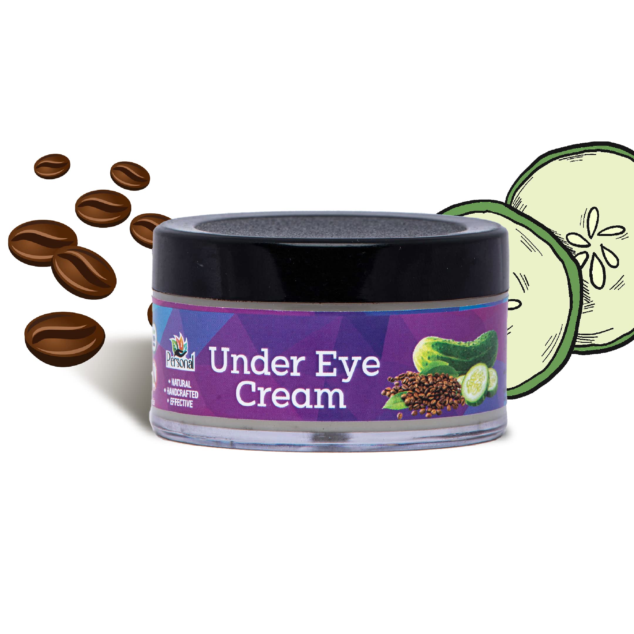 Organic Coffee & Cucumber Under Eye Cream for Dark Circles, Puffy Eyes & Fine Lines – 50g Natural Anti-Aging Eye Treatment for Men & Women | Day & Night Use, Travel-Friendly Skincare