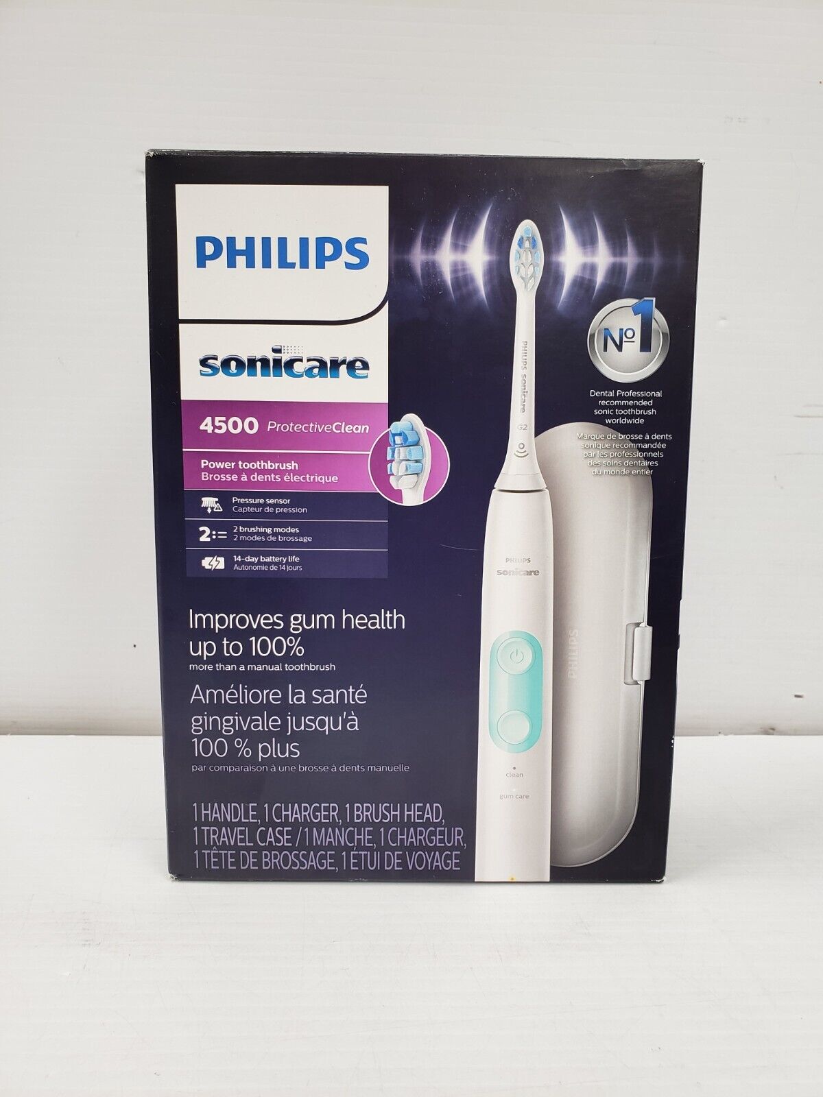 Philips Sonicare 4500 Electric Toothbrush - Rechargeable, 3 Modes, White - Perfect for Travel & Daily Oral Care